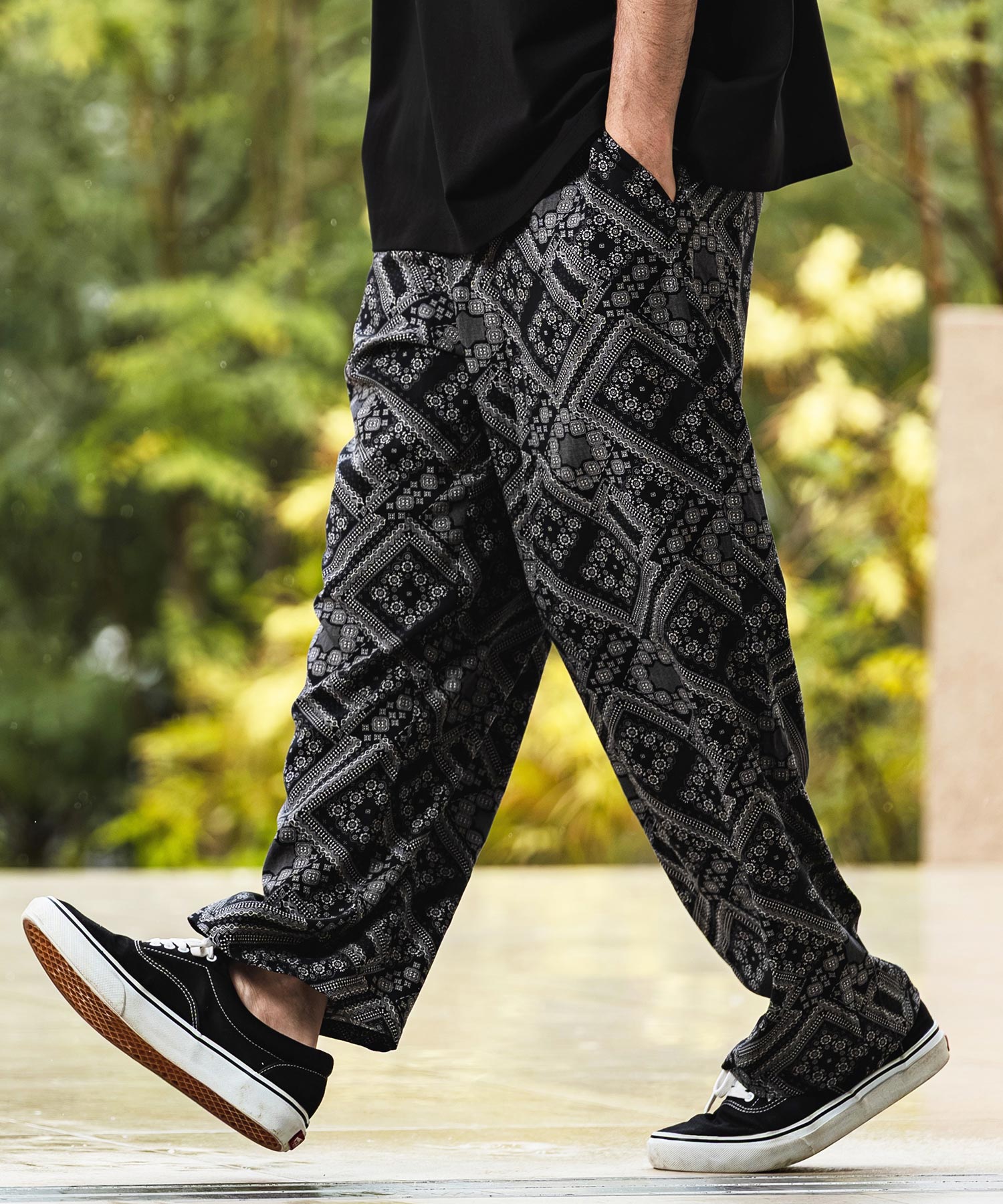 CAMBIO(カンビオ)】Bandana Pattern Wide Straight Easy Pants ワイド
