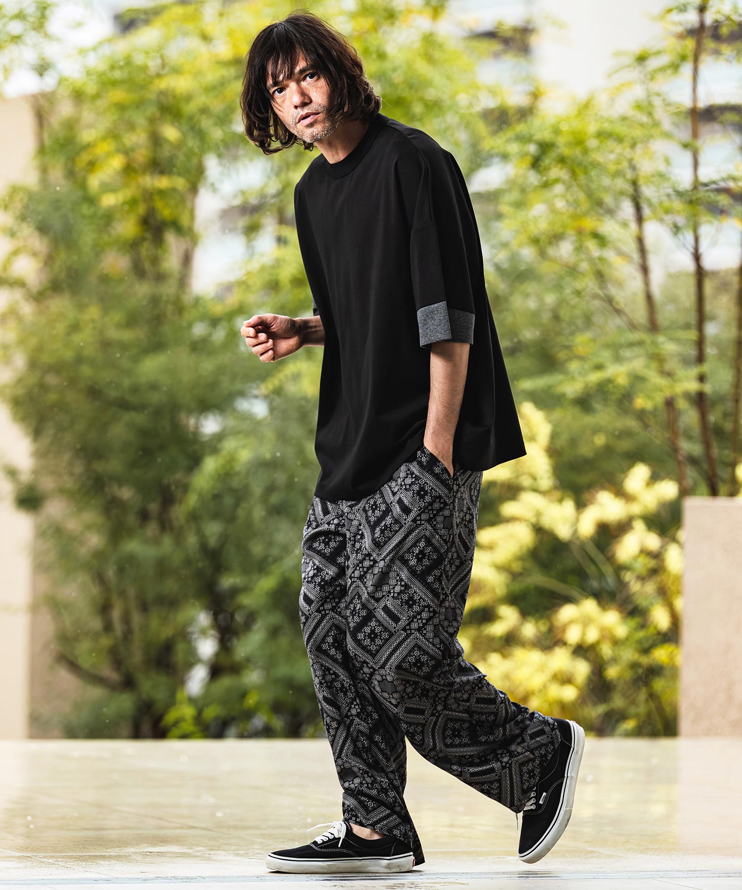 CAMBIO(カンビオ)】Bandana Pattern Wide Straight Easy Pants ワイド