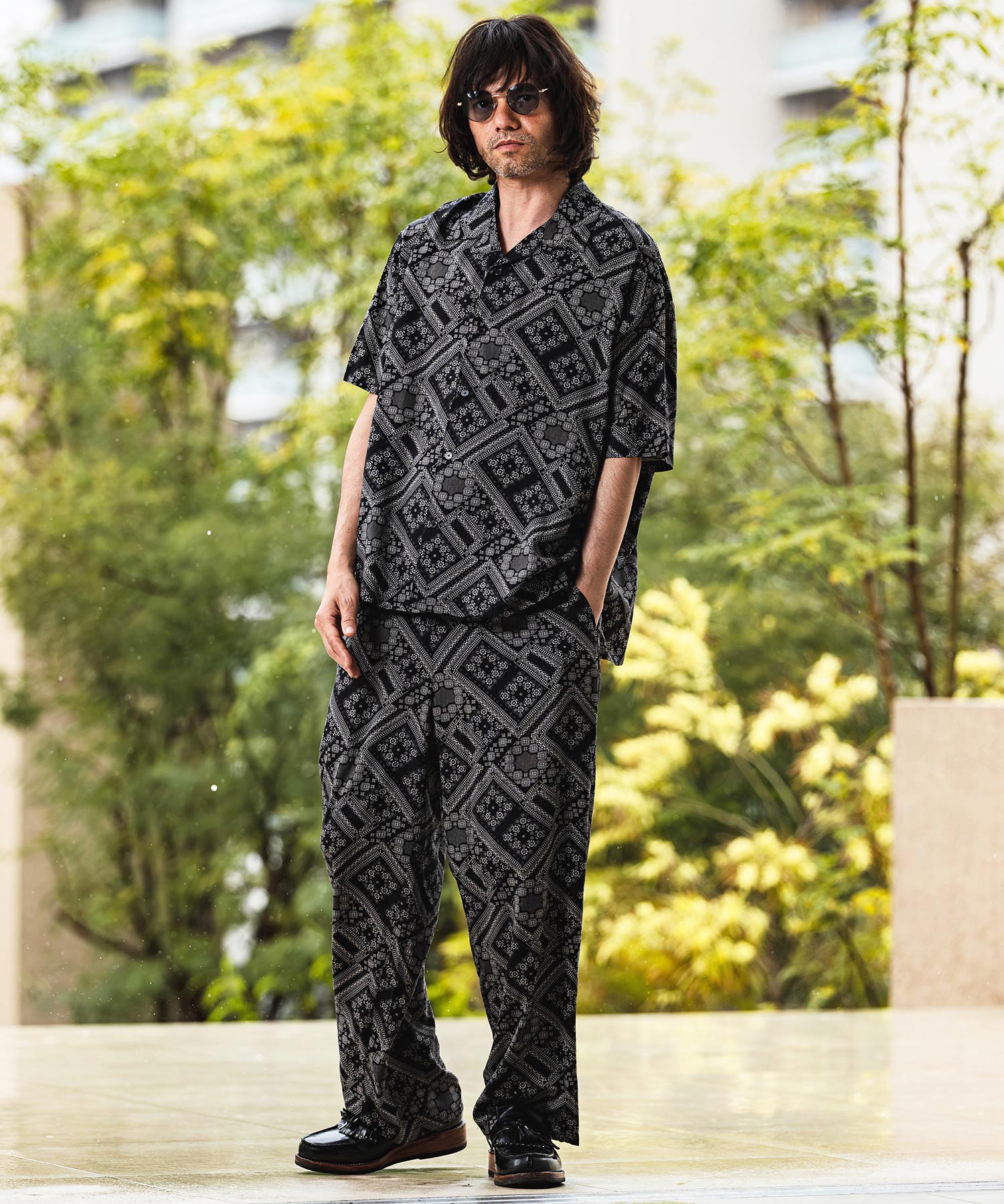 CAMBIO(カンビオ)】Bandana Pattern Wide Straight Easy Pants ワイド