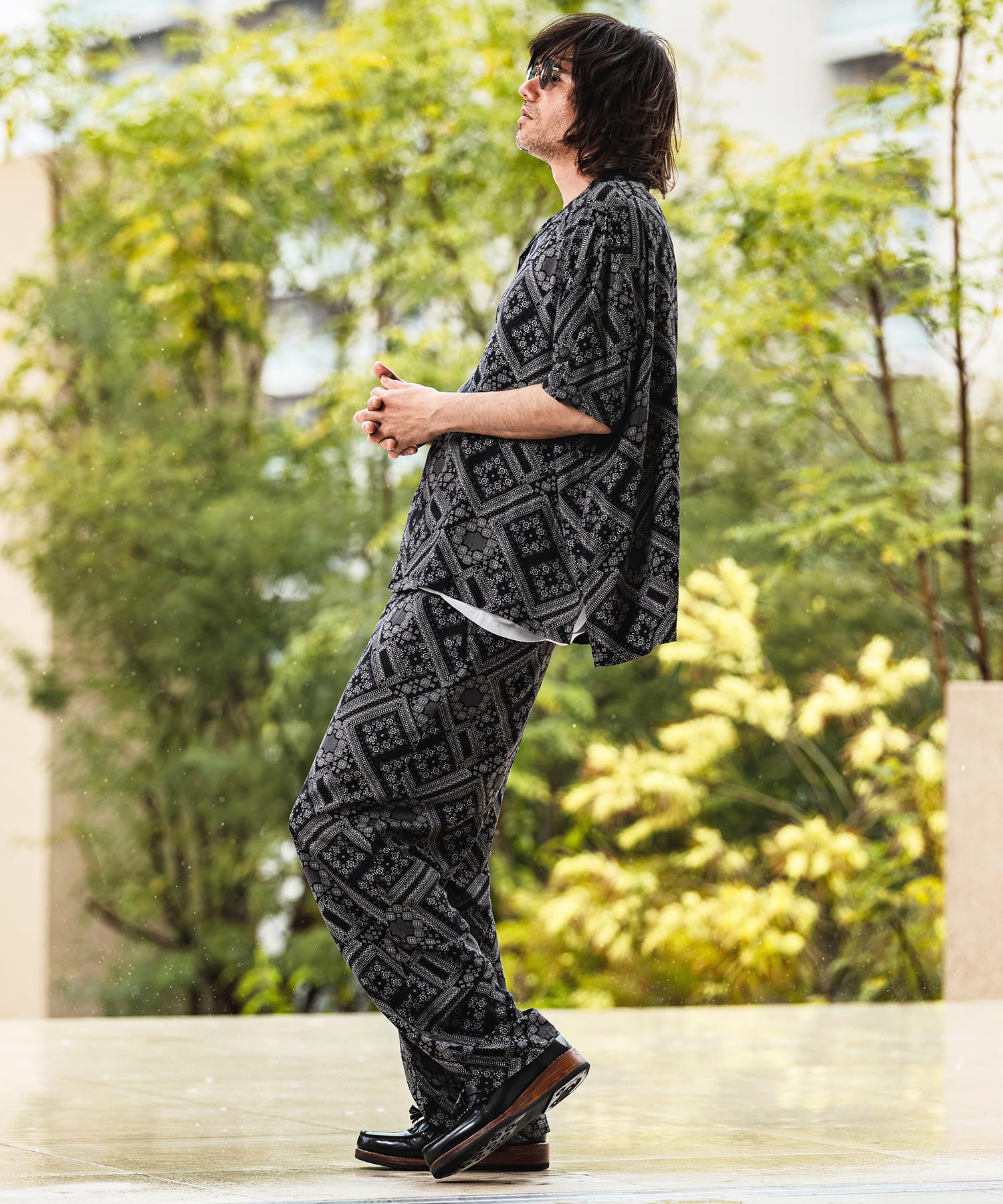 CAMBIO(カンビオ)】Bandana Pattern Wide Straight Easy Pants ワイド