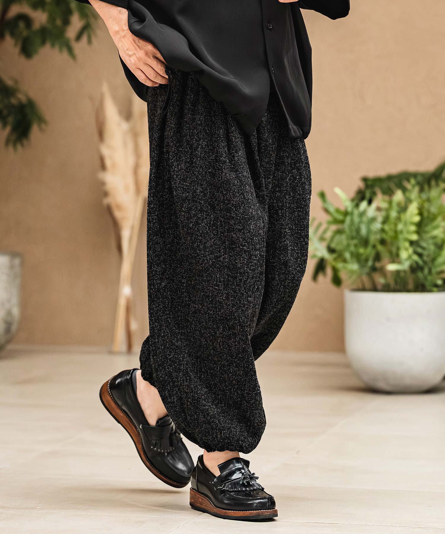 CAMBIO(カンビオ)】Melange Hopsack Balloon Jogger Pants ジョガー