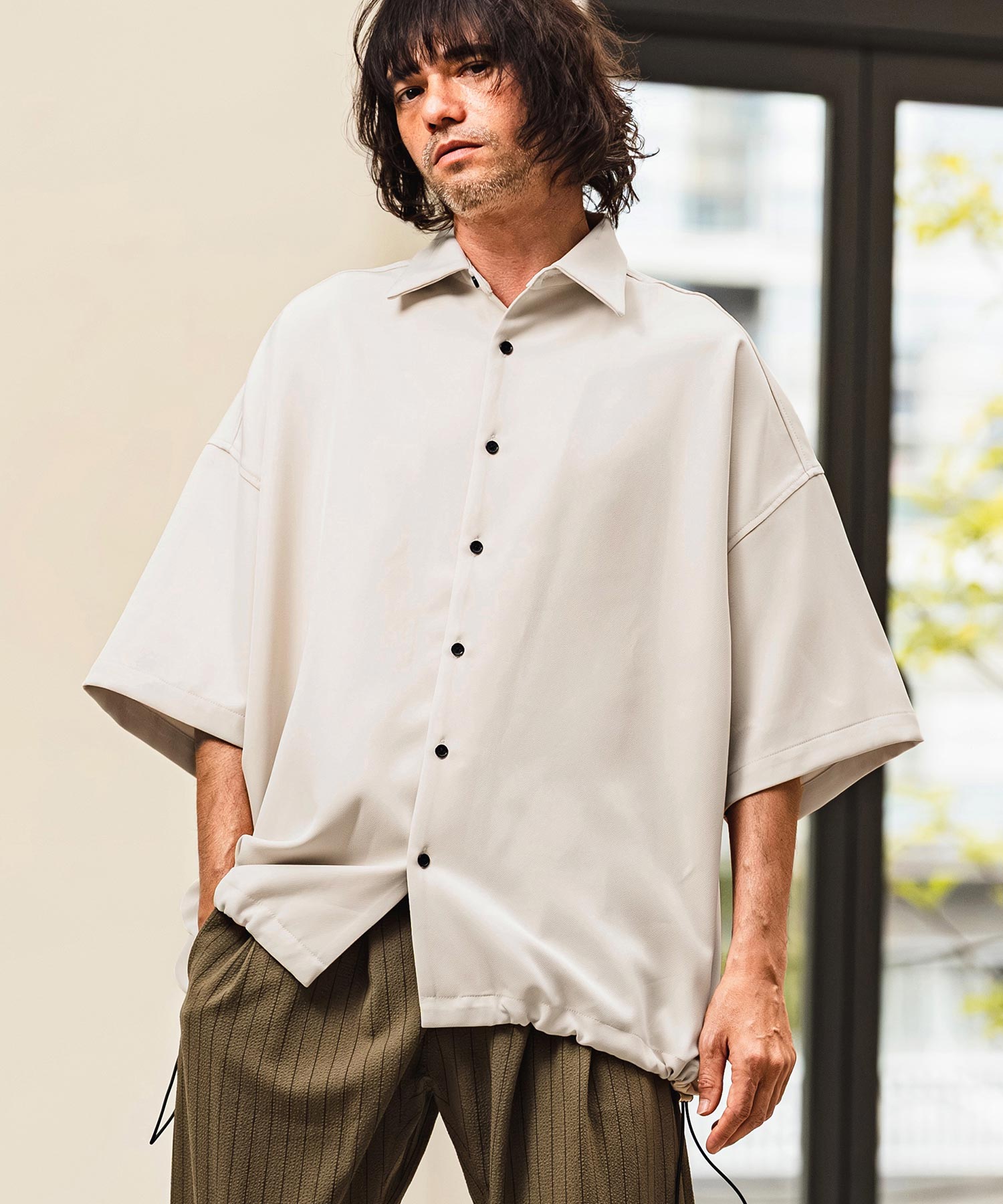 CAMBIO(カンビオ)】Polyester Tropical Short Sleeve Shirts