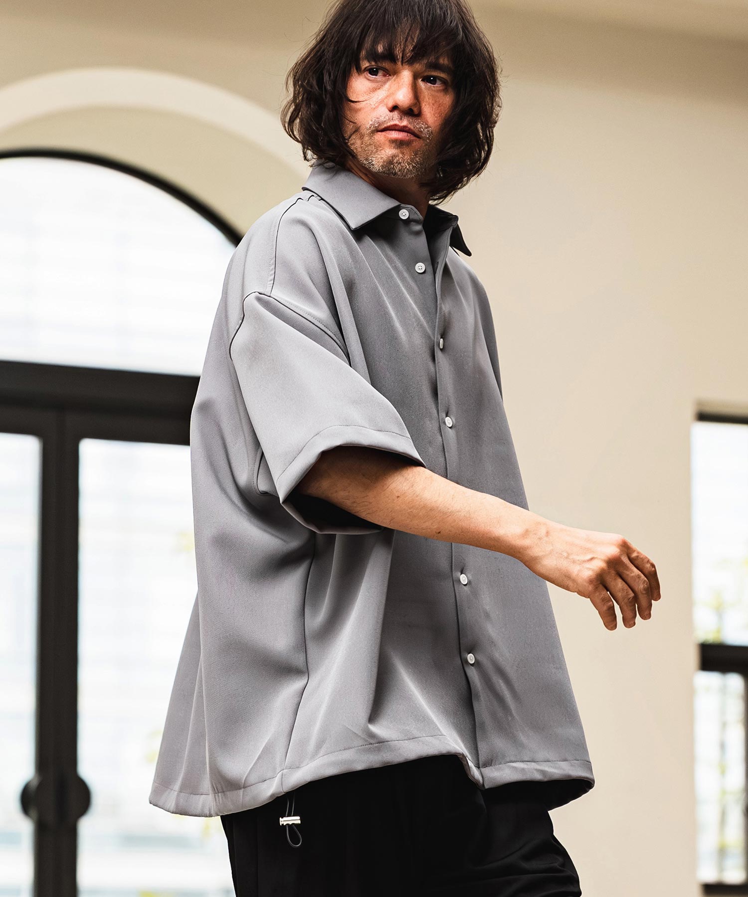 CAMBIO(カンビオ)】Polyester Tropical Short Sleeve Shirts