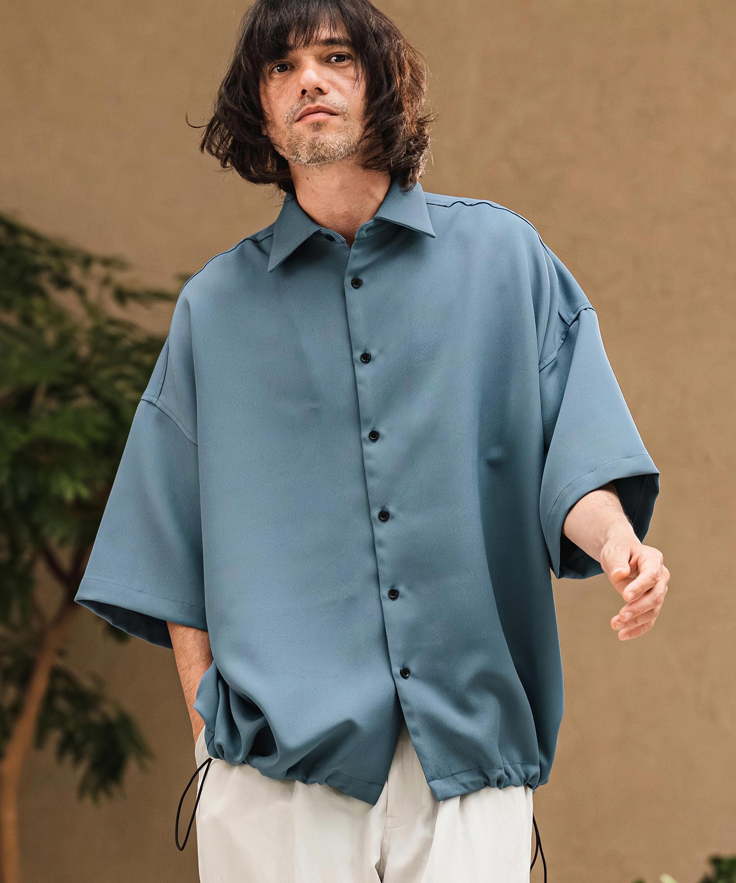 CAMBIO(カンビオ)】Polyester Tropical Short Sleeve Shirts