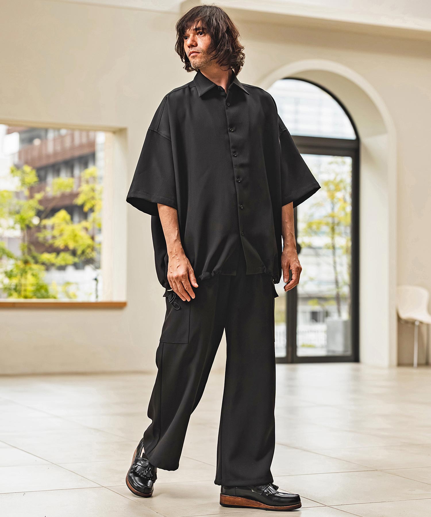 CAMBIO(カンビオ)】Polyester Tropical Short Sleeve Shirts