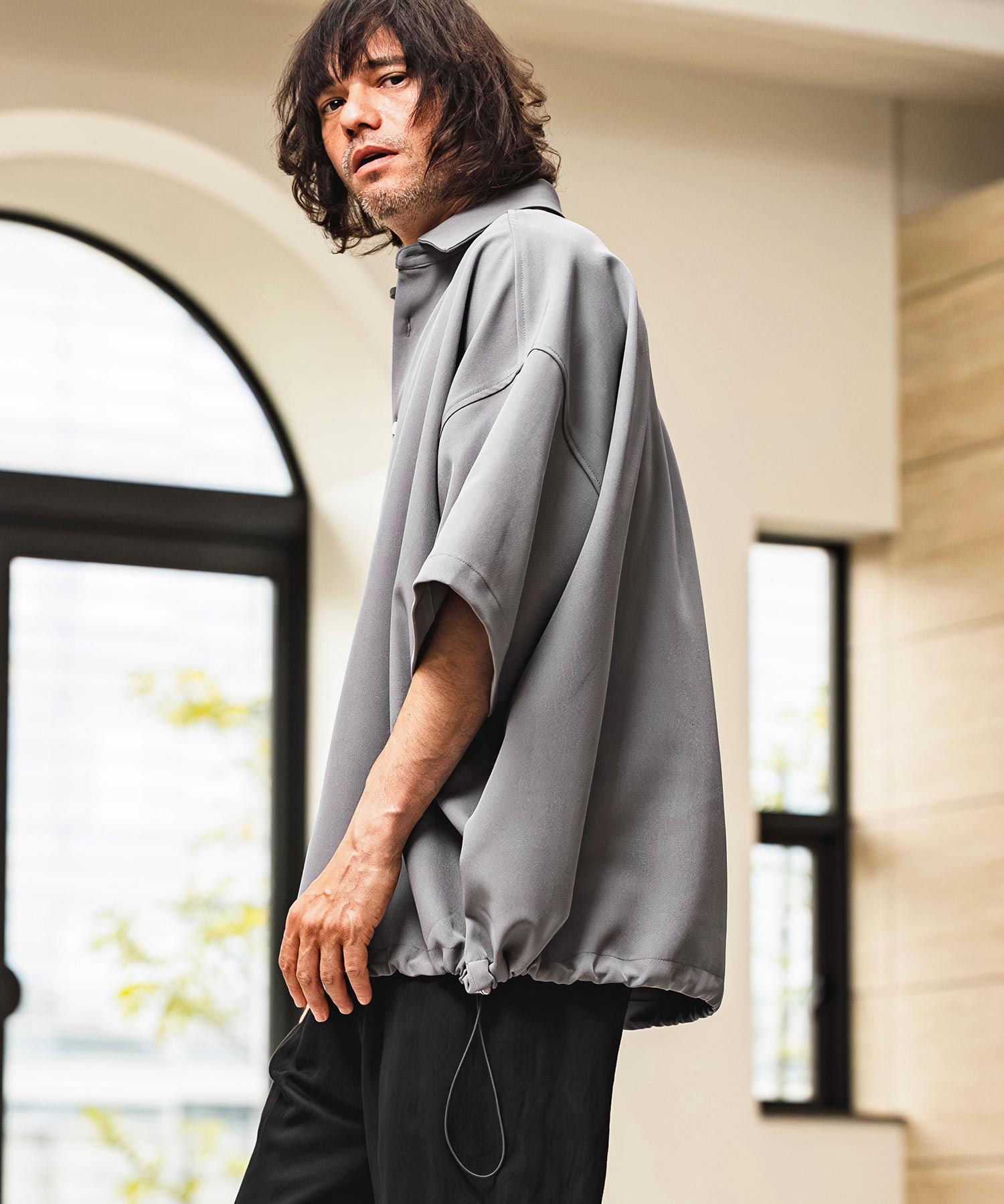 CAMBIO(カンビオ)】Polyester Tropical Short Sleeve Shirts