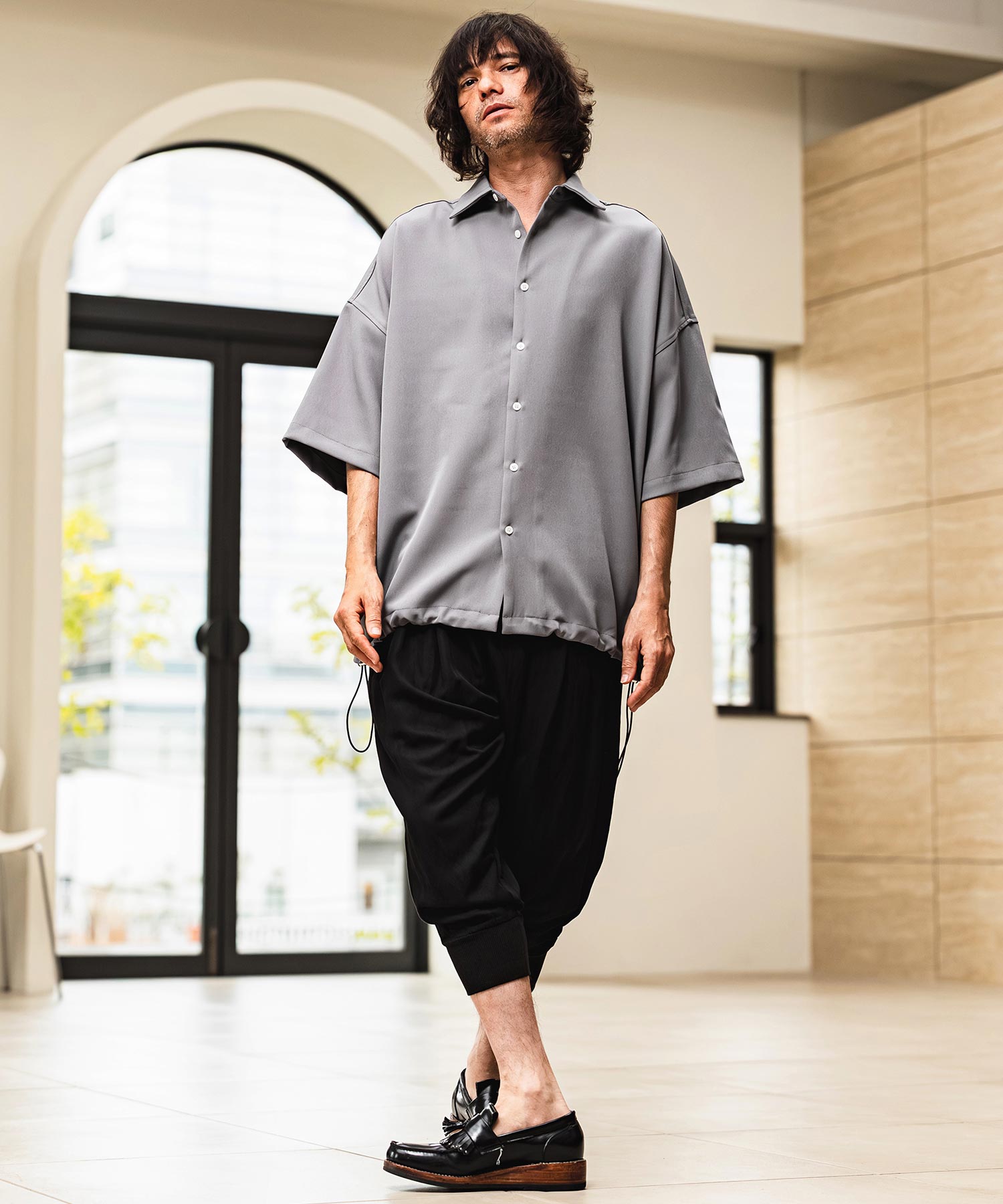 CAMBIO(カンビオ)】Polyester Tropical Short Sleeve Shirts