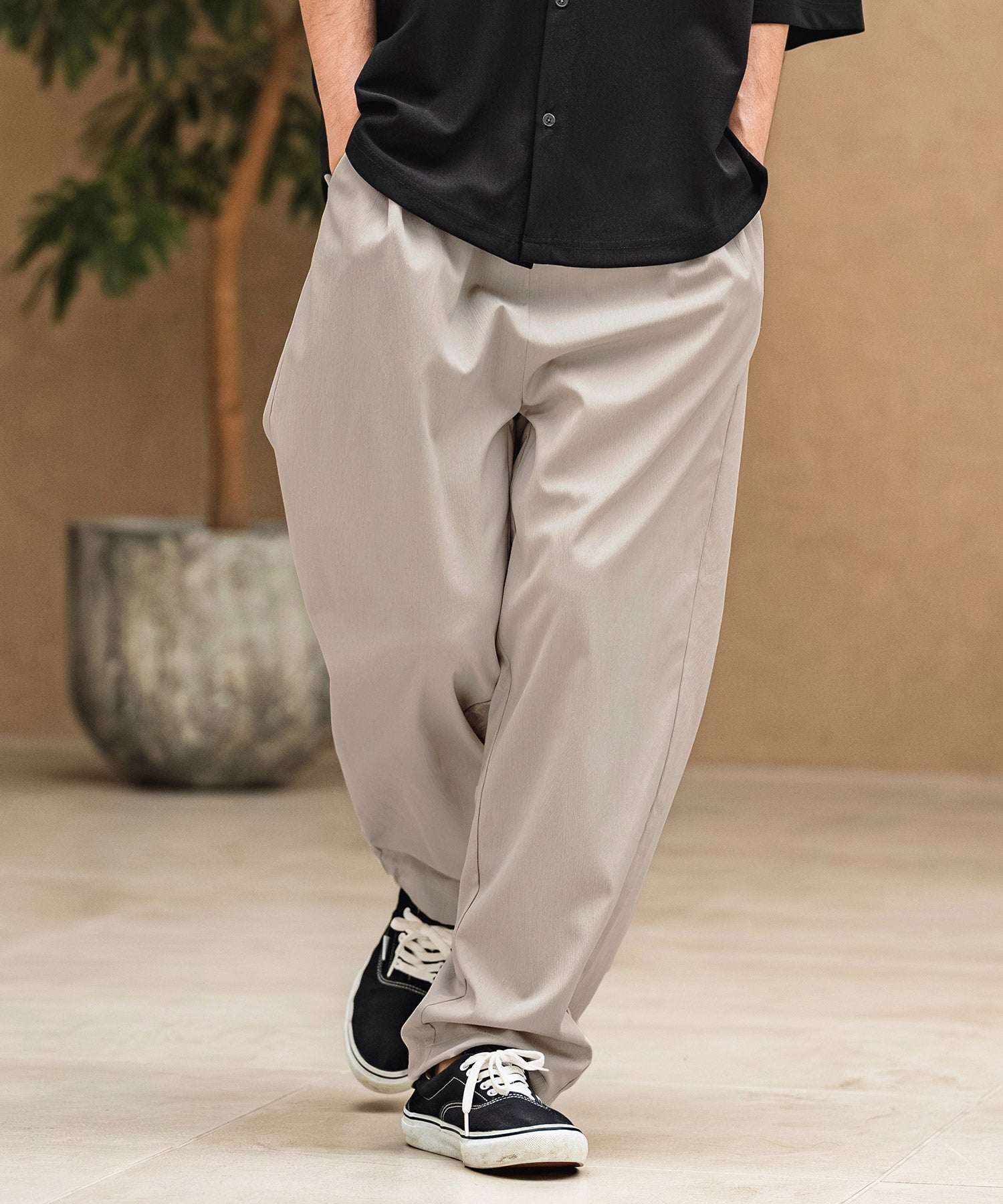CAMBIO(カンビオ)】Stretch Crinkle Straight Easy Pants イージー