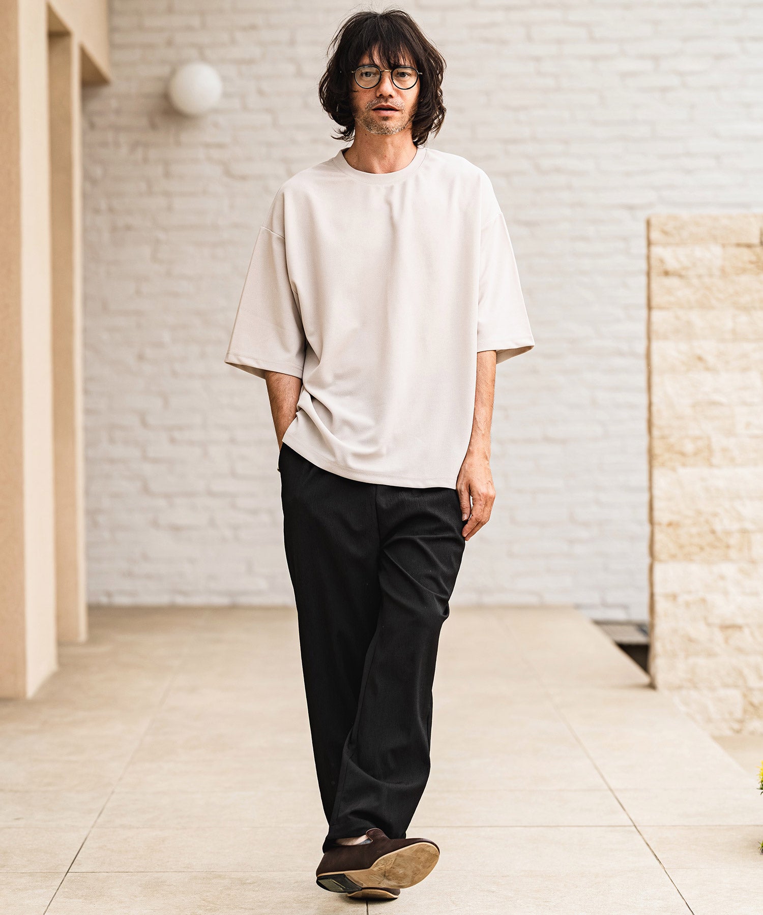 CAMBIO(カンビオ)】Stretch Crinkle Straight Easy Pants イージー