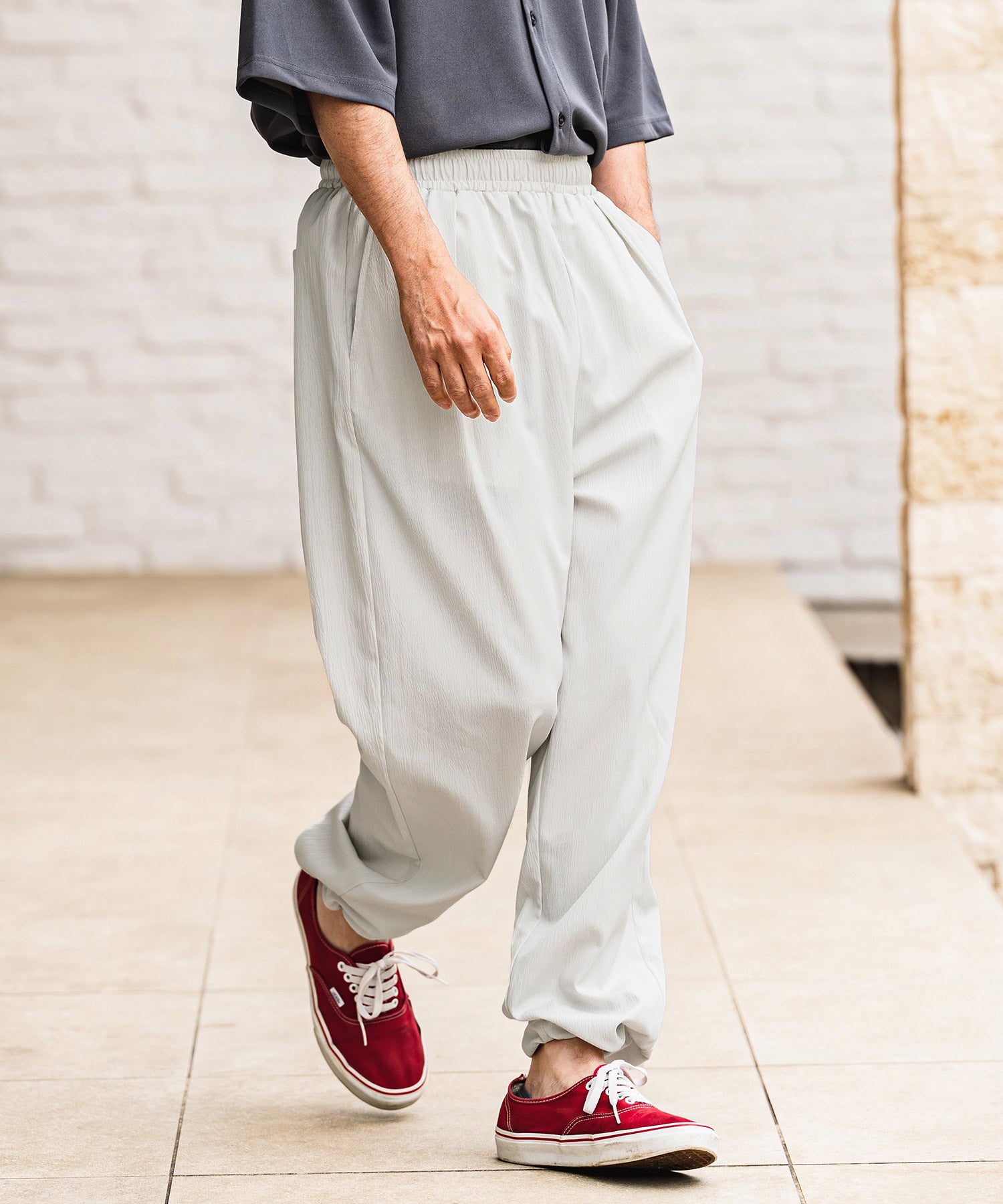CAMBIO(カンビオ)】Stretch Crinkle Straight Easy Pants イージー