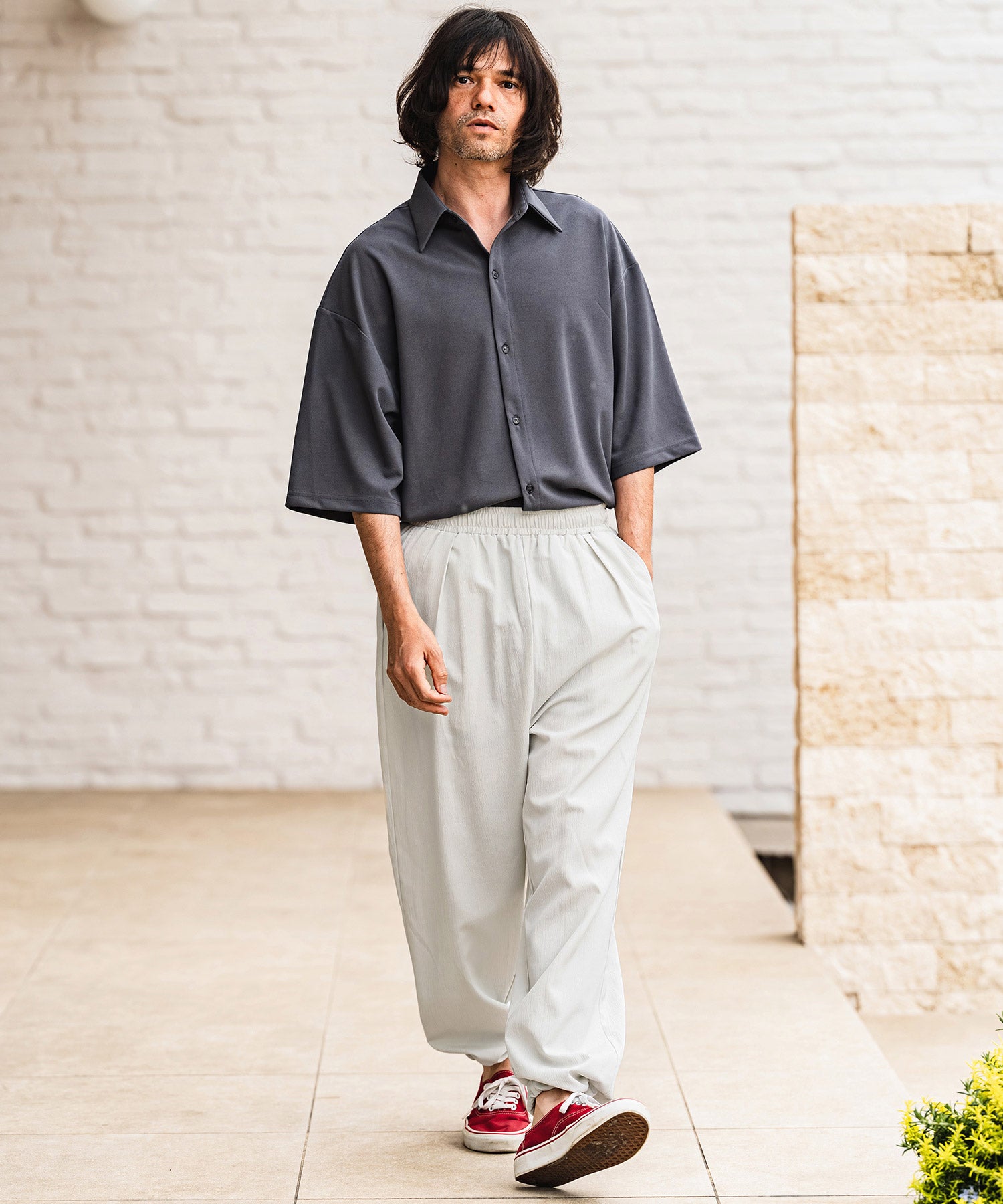 CAMBIO(カンビオ)】Stretch Crinkle Straight Easy Pants イージー