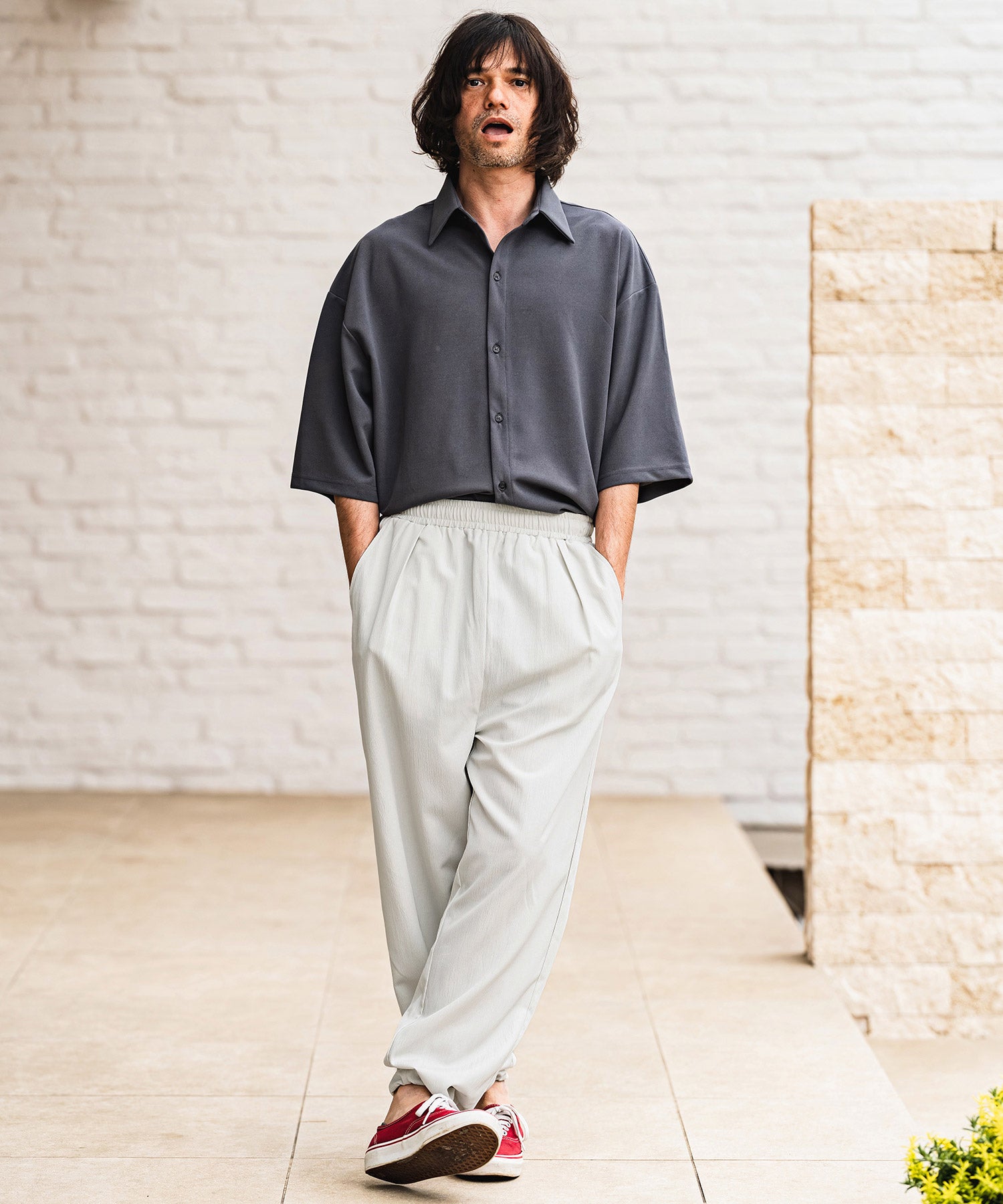 CAMBIO(カンビオ)】Stretch Crinkle Straight Easy Pants イージー