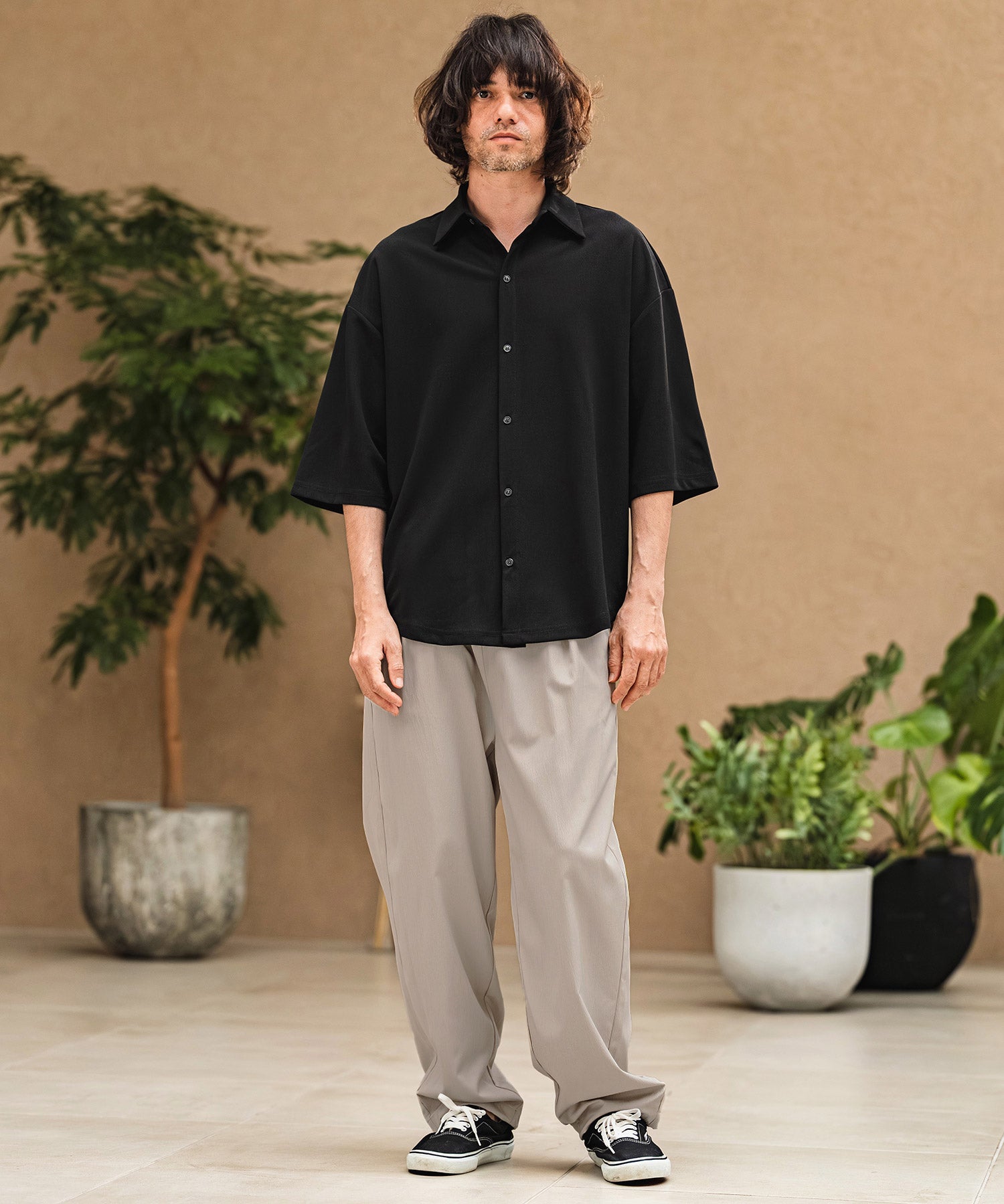 CAMBIO(カンビオ)】Stretch Crinkle Straight Easy Pants イージー