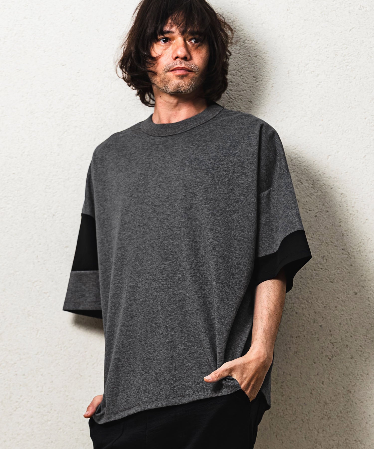 Tかせ CAMBIO(カンビオ)】Asymmetry Switch Cut sew デザインTシャツ