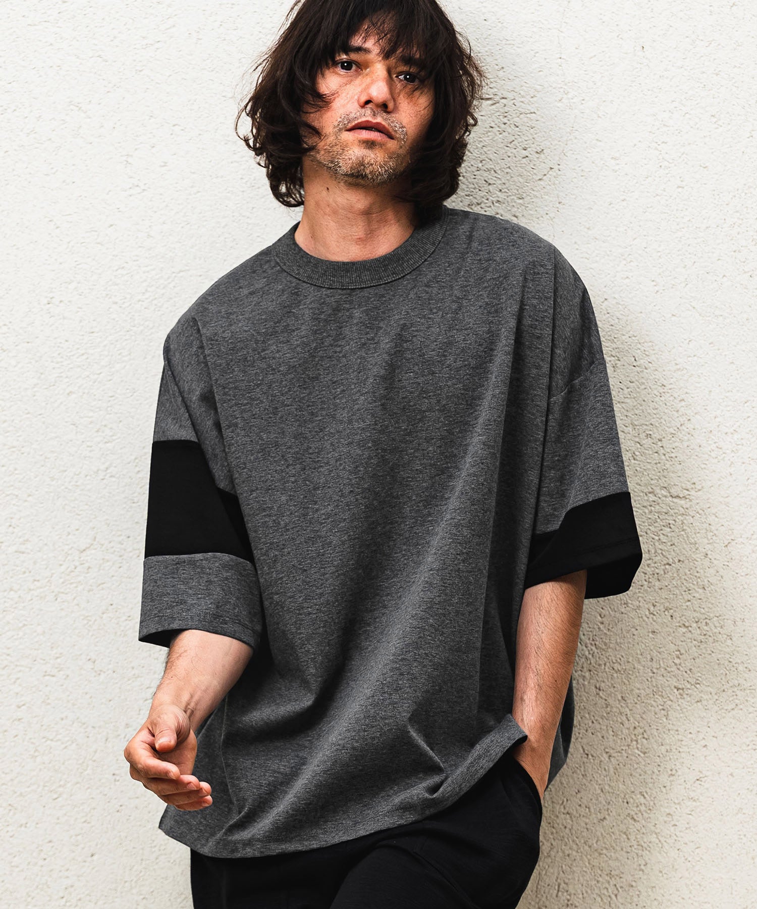 CAMBIO(カンビオ)】Asymmetry Switch Cut sew デザインTシャツ
