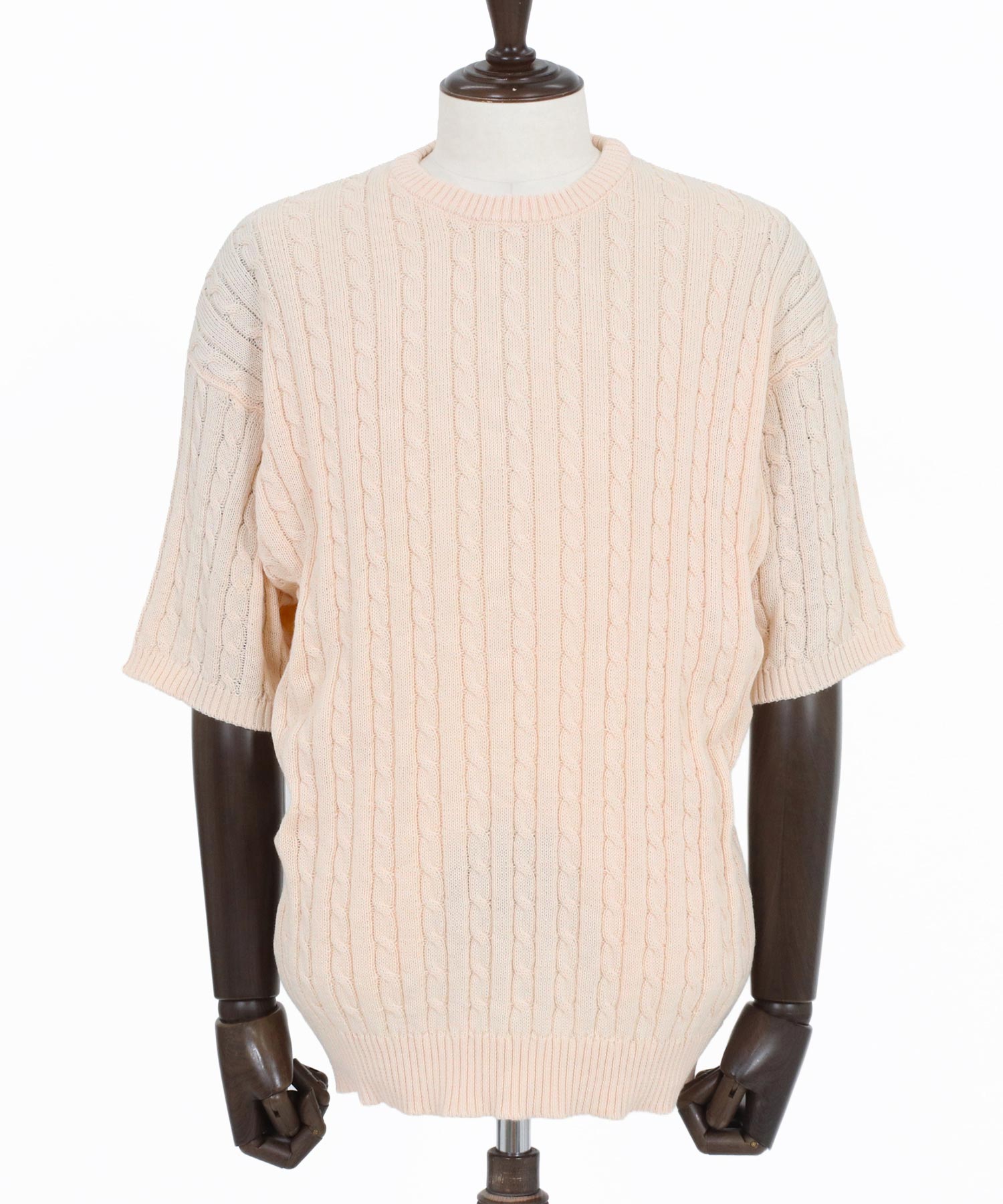 CAMBIO(カンビオ)】Cable Knit Short Sleeve Knit Pullover 半袖ニット
