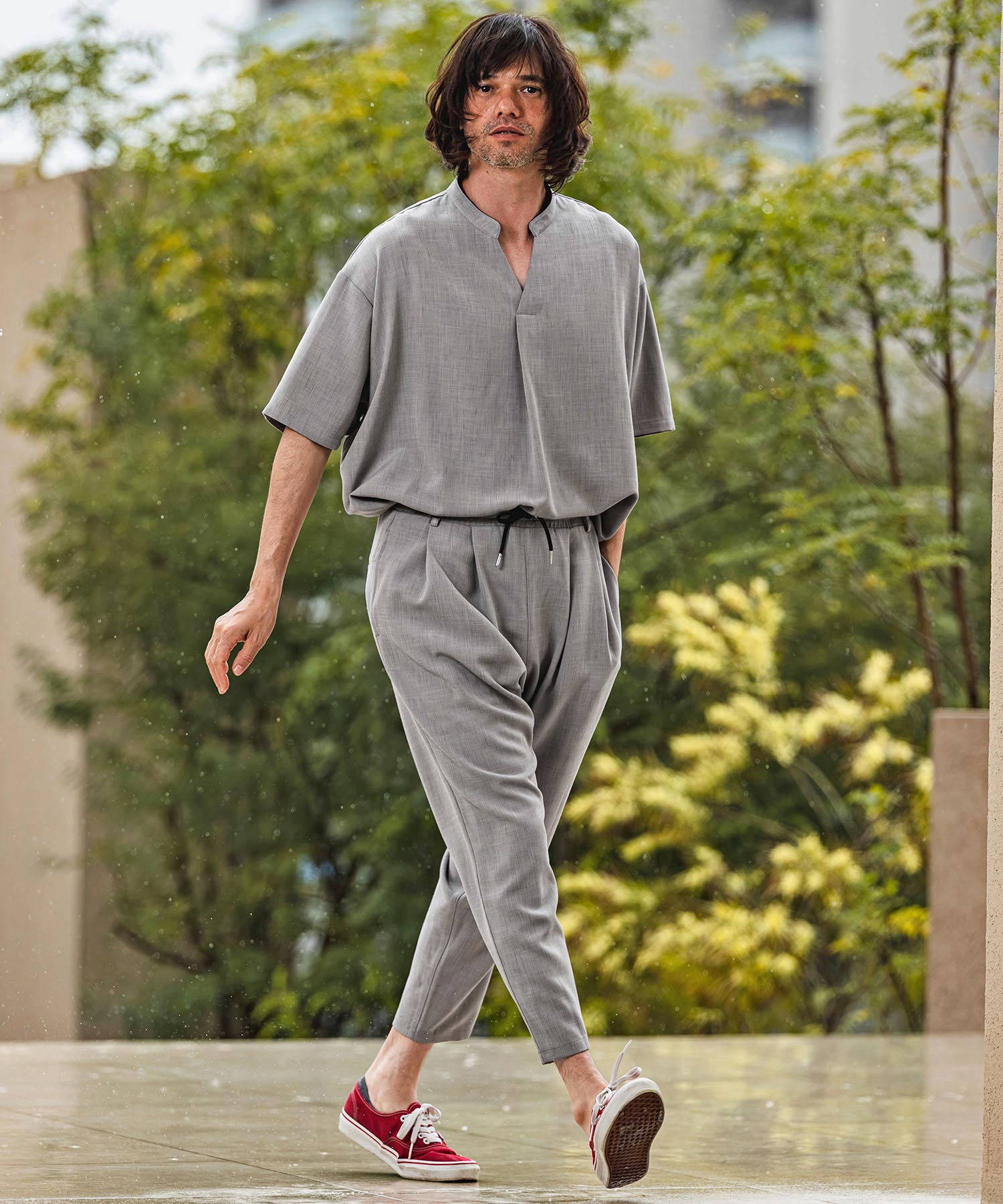 CAMBIO(カンビオ)】Slub Oxford Tapered Pants テーパードパンツ