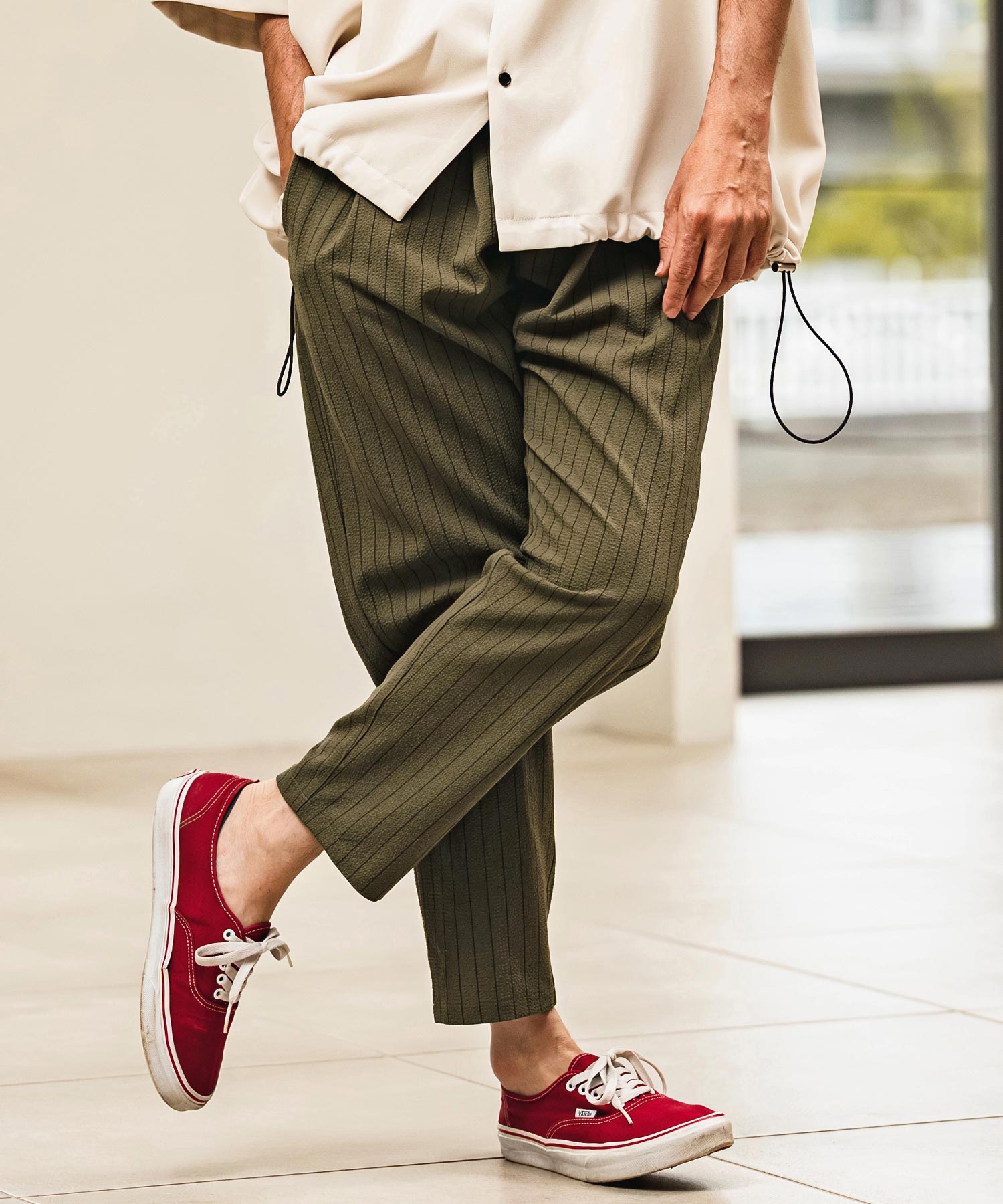 CAMBIO(カンビオ)】Stretch Seersucker Balloon Silhouette Pants