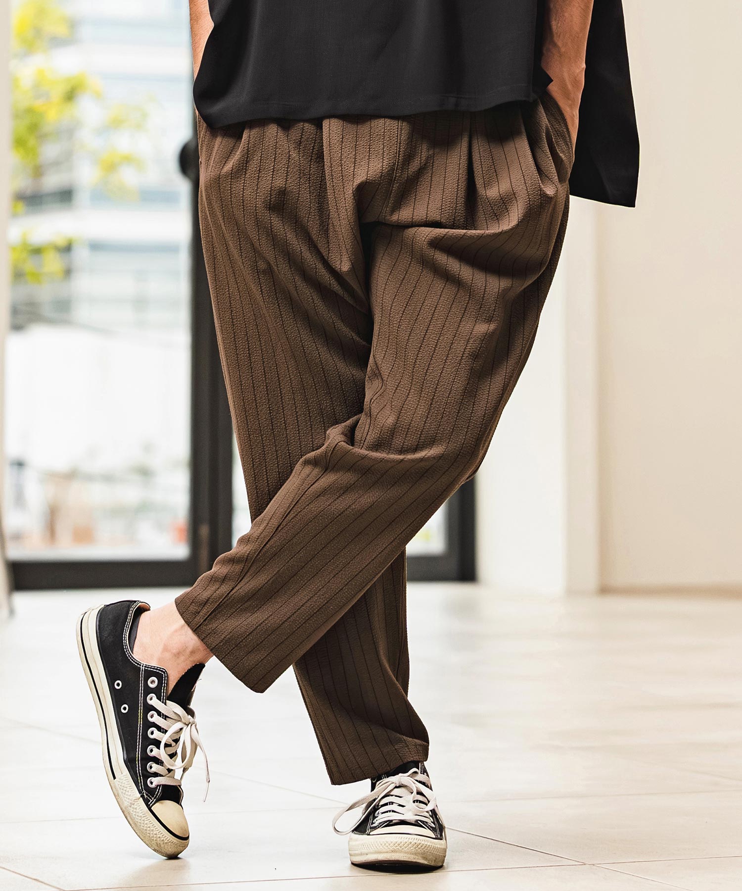 CAMBIO(カンビオ)】Stretch Seersucker Balloon Silhouette Pants