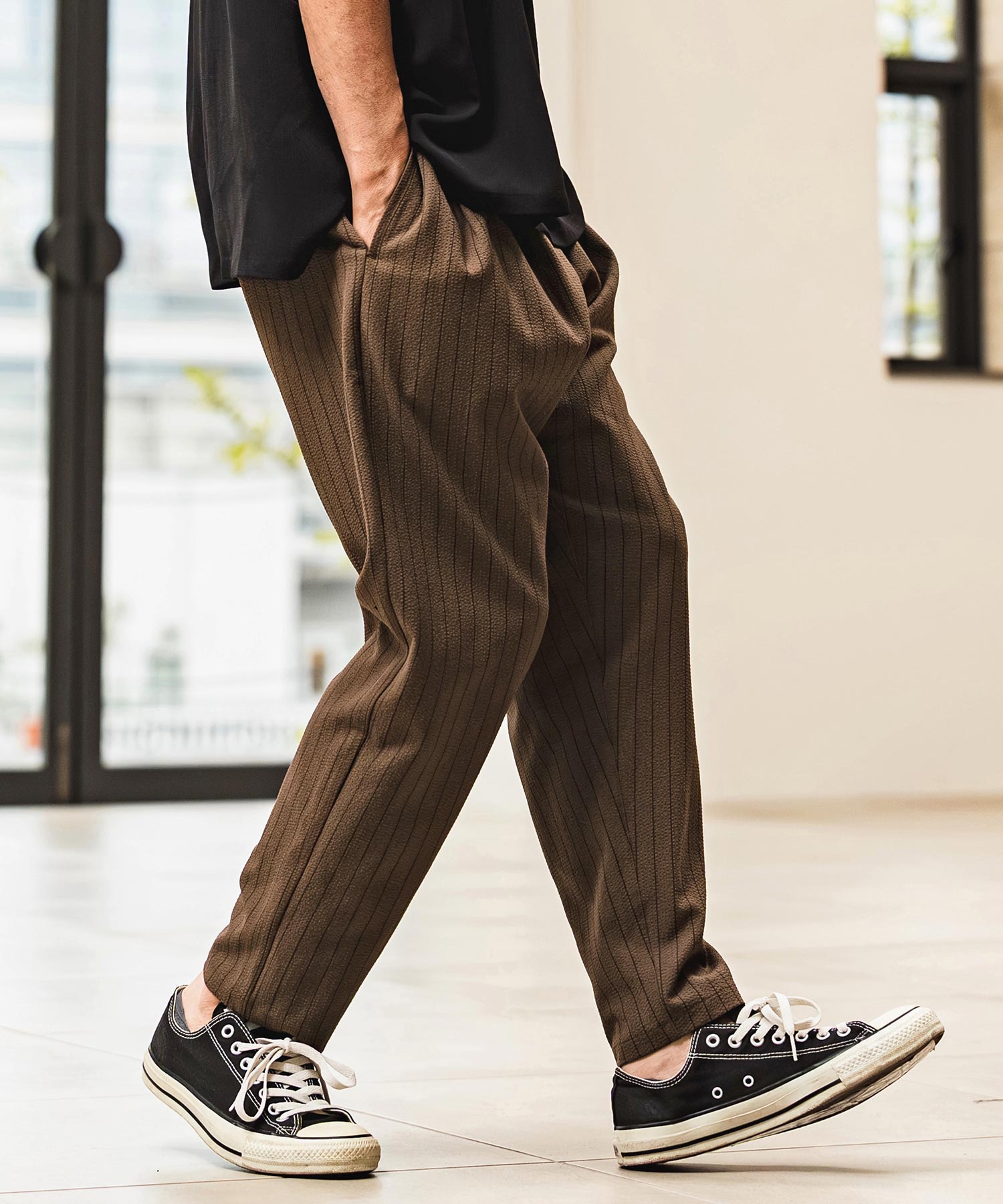 CAMBIO(カンビオ)】Stretch Seersucker Balloon Silhouette Pants