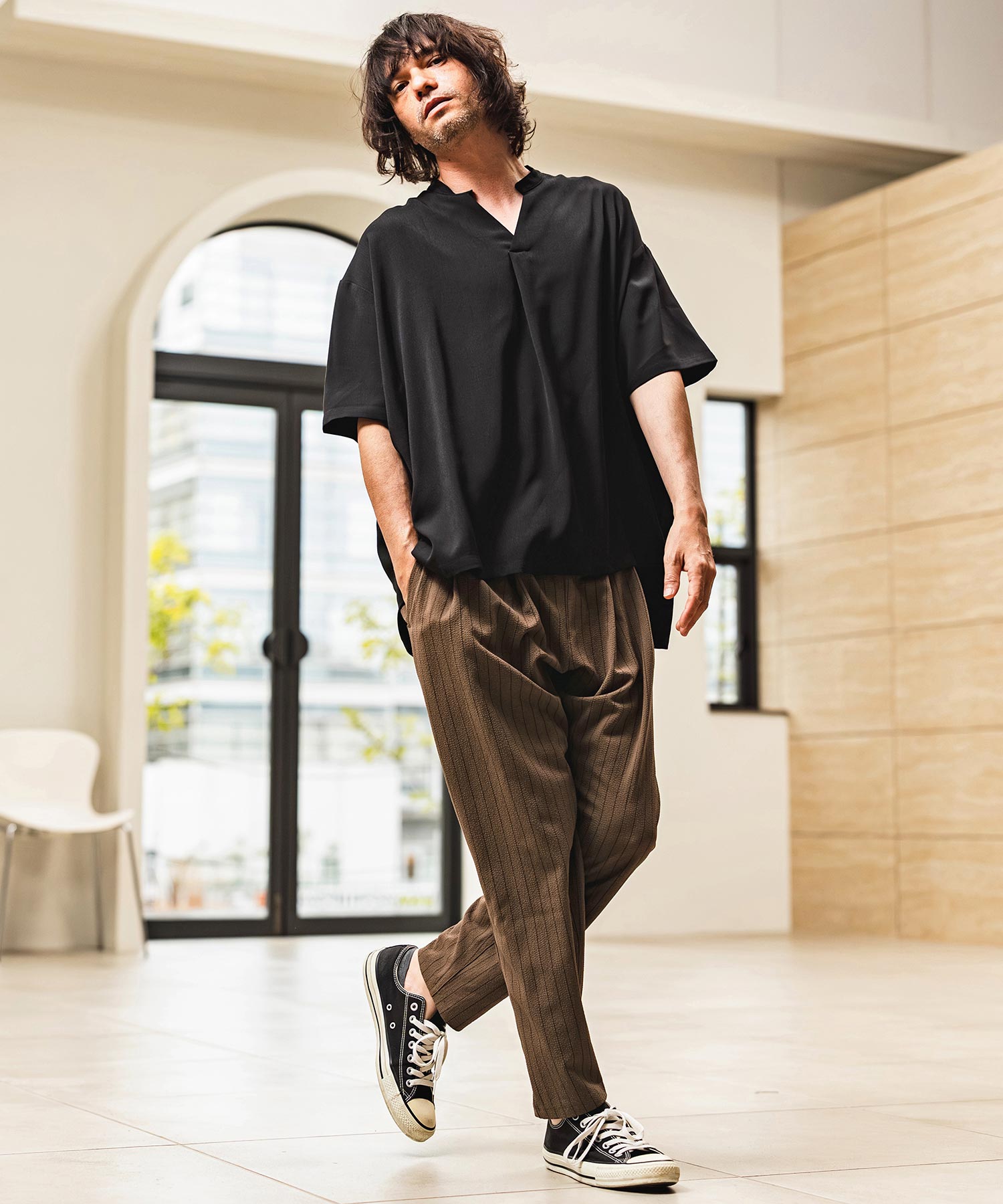 CAMBIO(カンビオ)】Stretch Seersucker Balloon Silhouette Pants