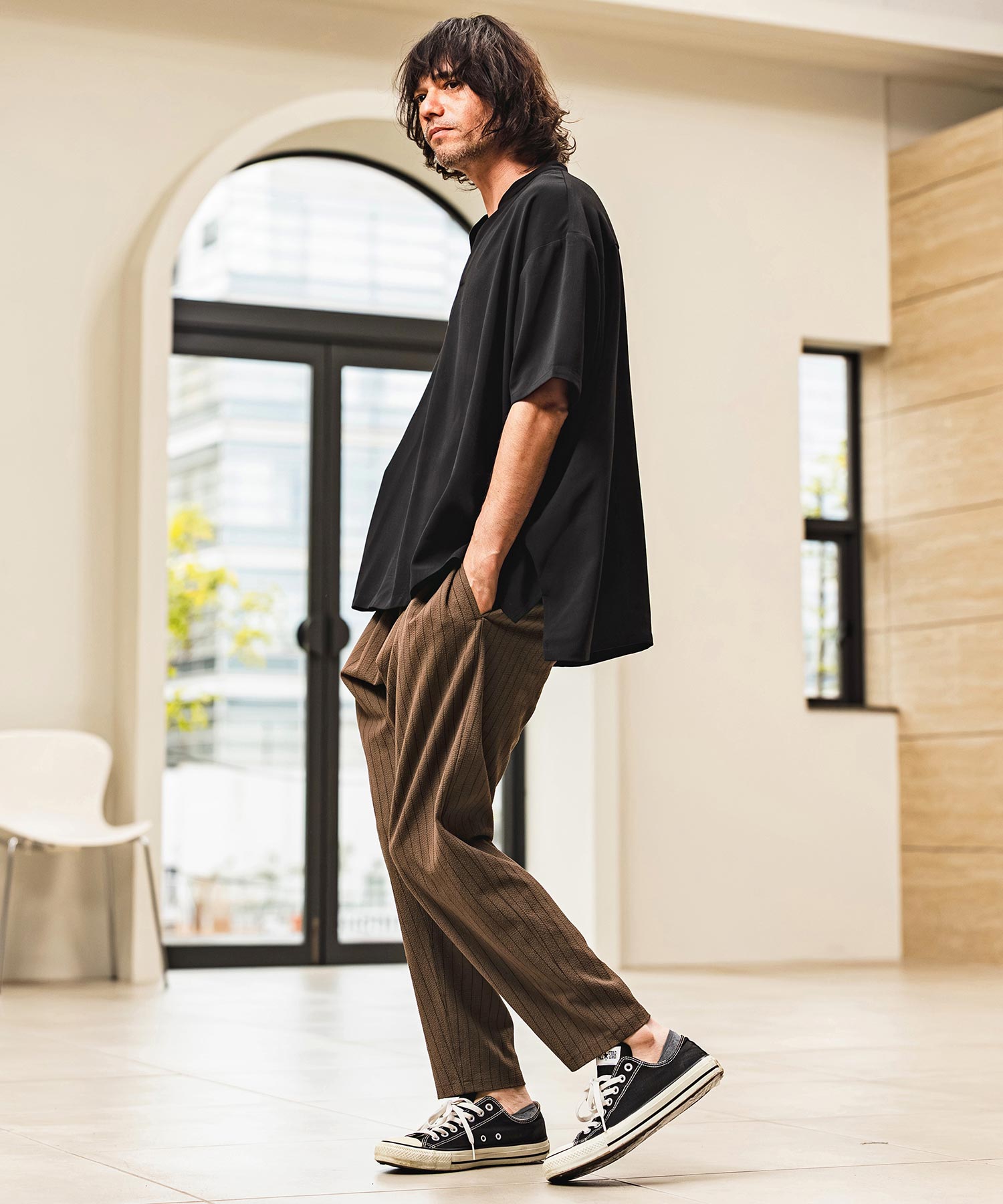 CAMBIO(カンビオ)】Stretch Seersucker Balloon Silhouette Pants
