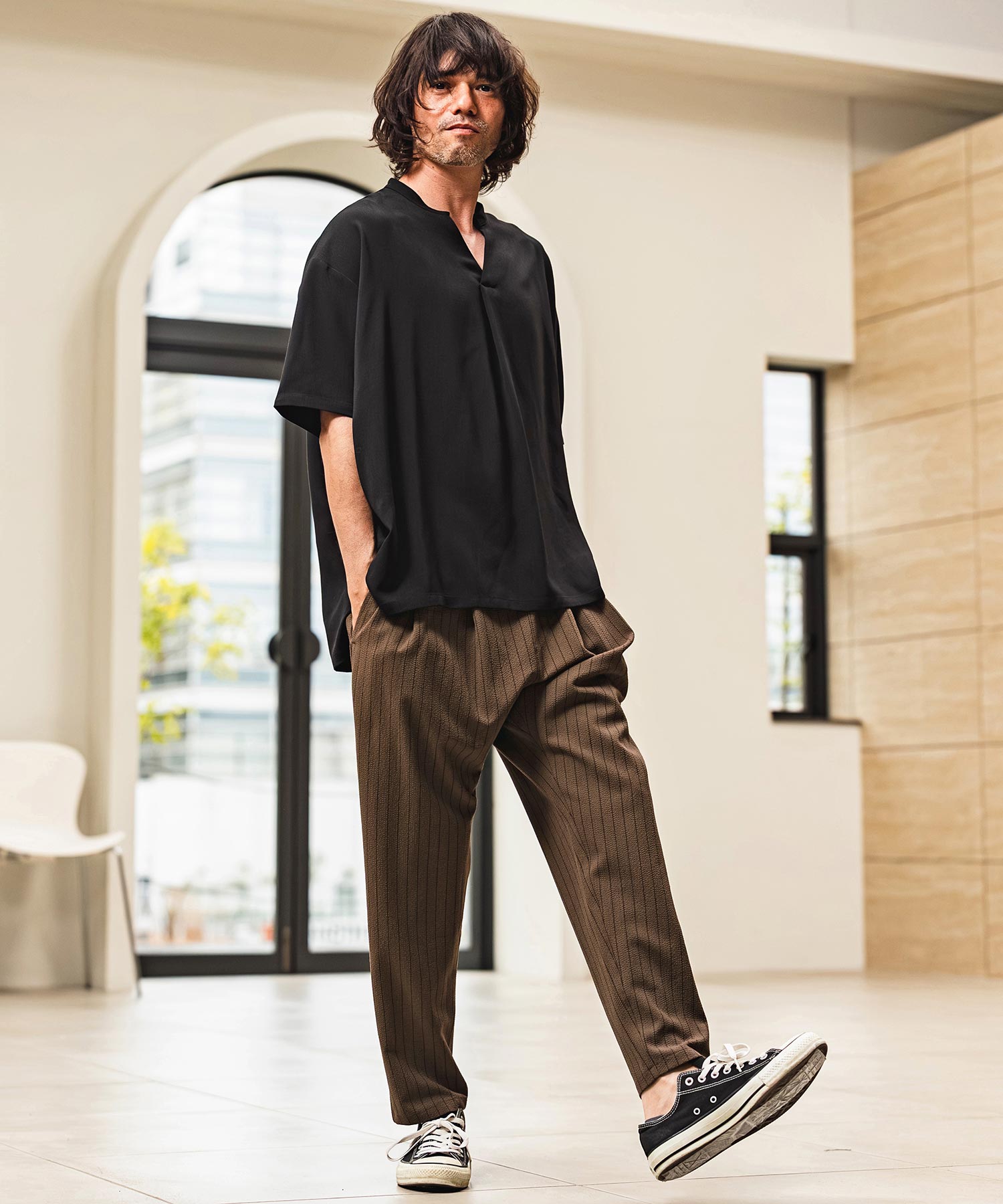 CAMBIO(カンビオ)】Stretch Seersucker Balloon Silhouette Pants