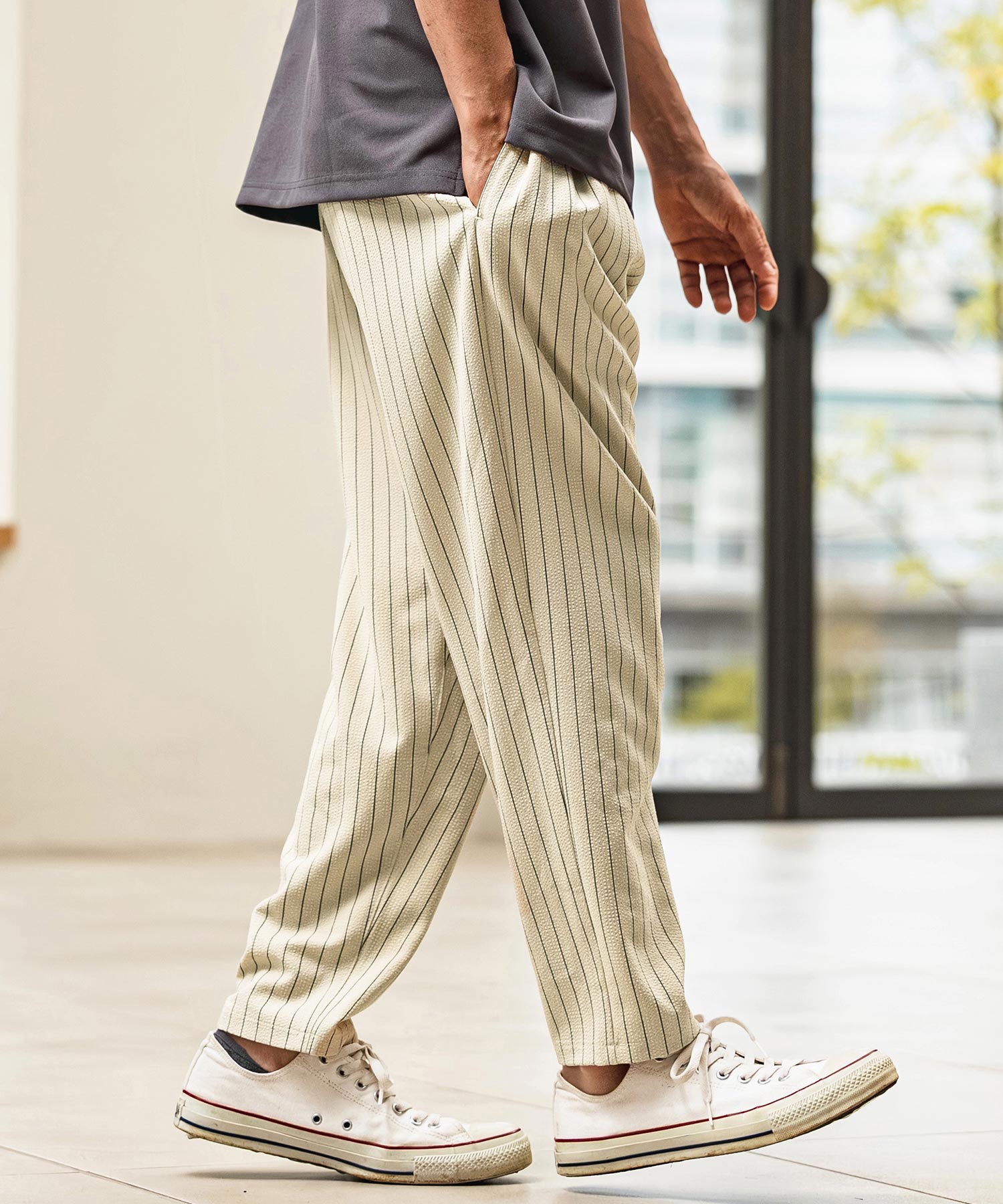 CAMBIO(カンビオ)】Stretch Seersucker Balloon Silhouette Pants