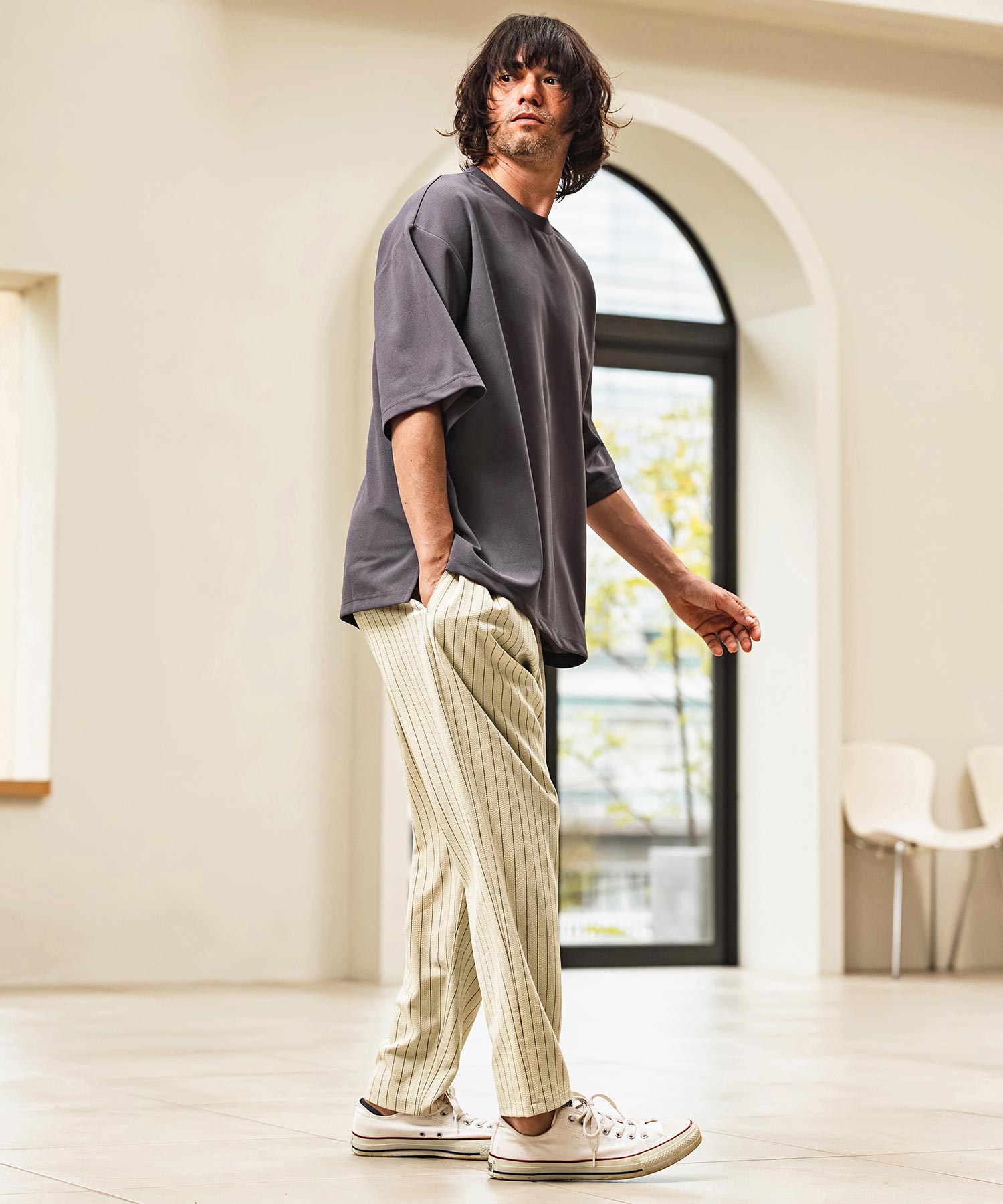 CAMBIO(カンビオ)】Stretch Seersucker Balloon Silhouette Pants