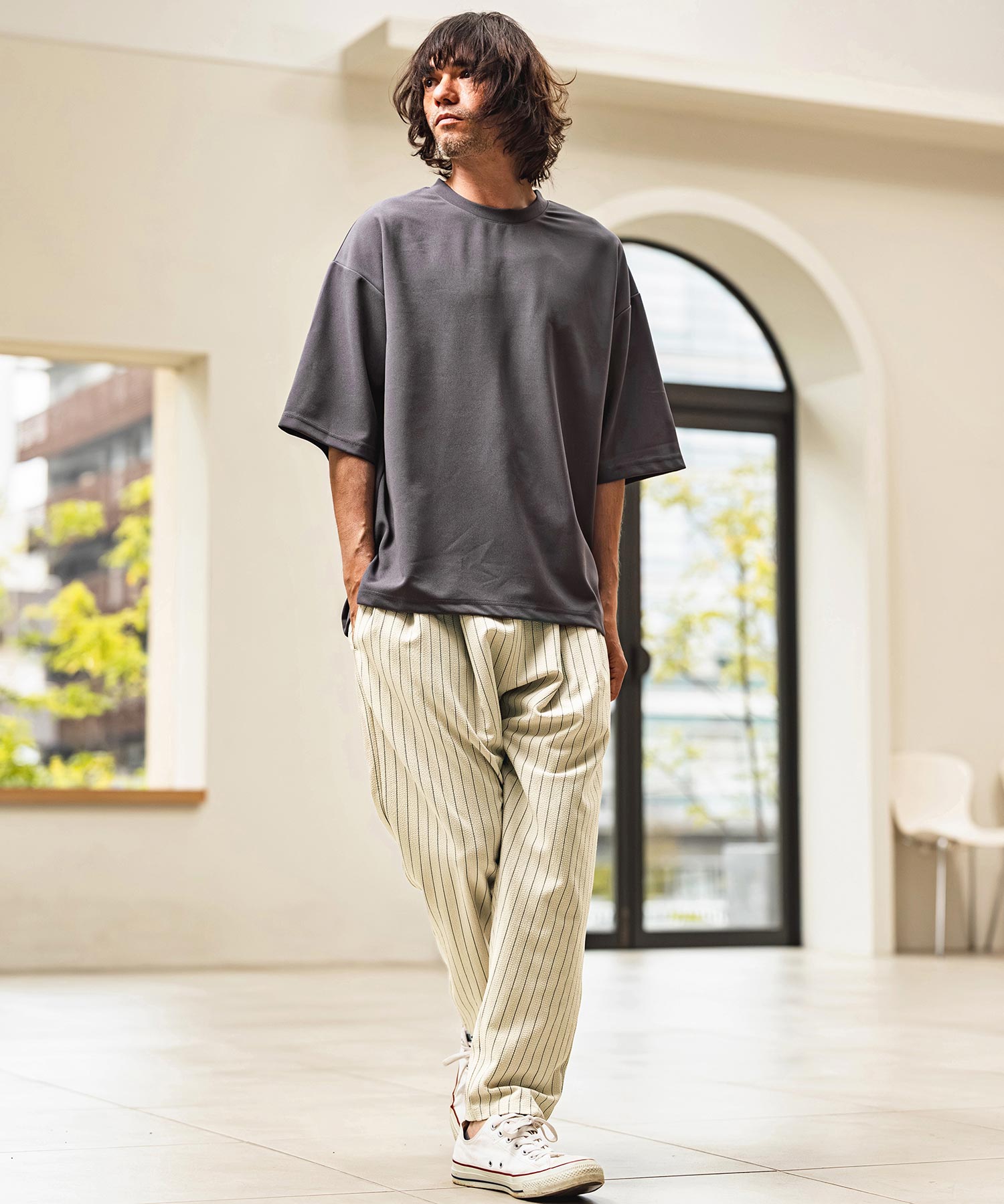 バカンスソレイユのサイクルパンツ CAMBIO(カンビオ)】Stretch Seersucker Balloon Silhouette Pants