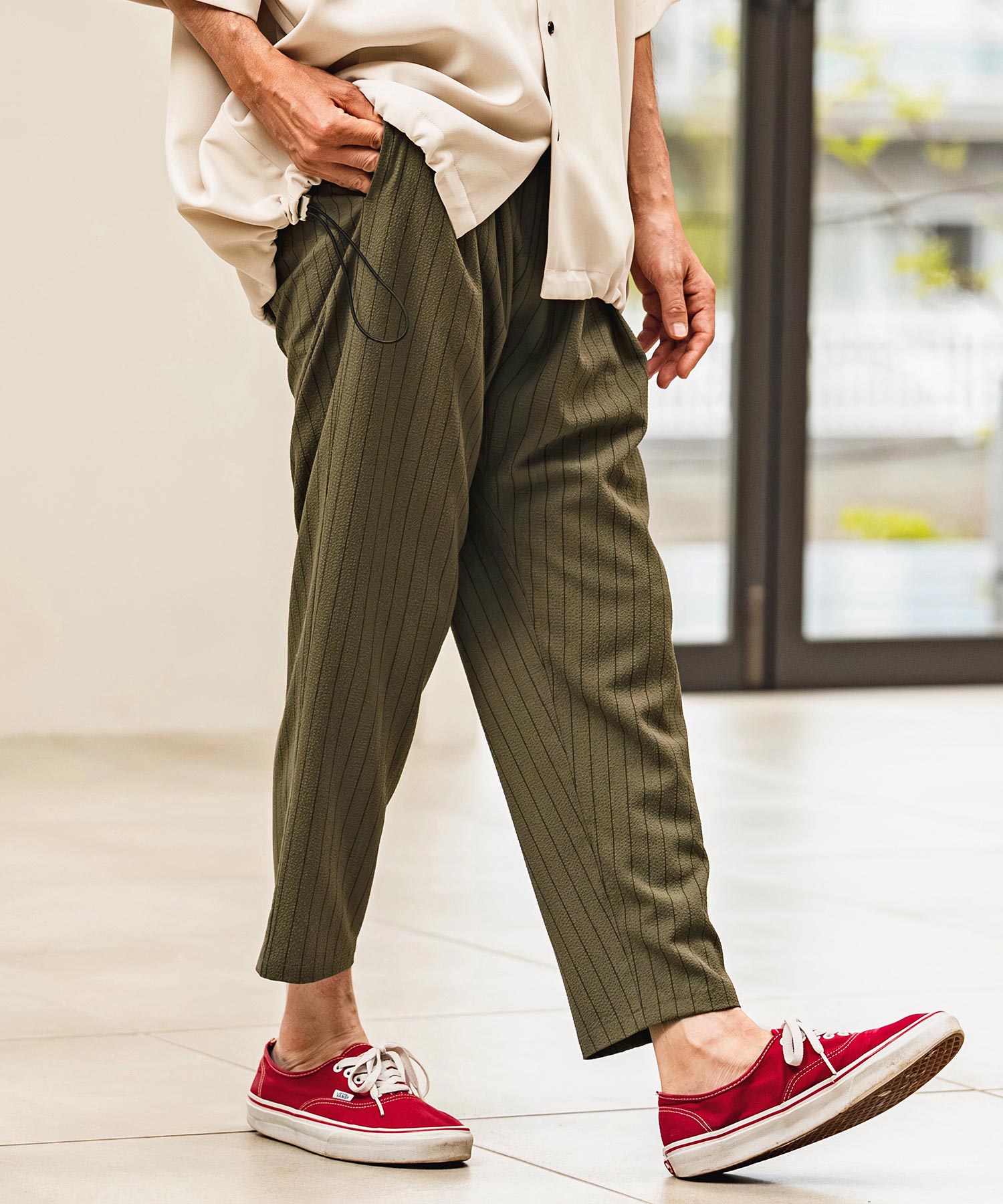 CAMBIO(カンビオ)】Stretch Seersucker Balloon Silhouette Pants