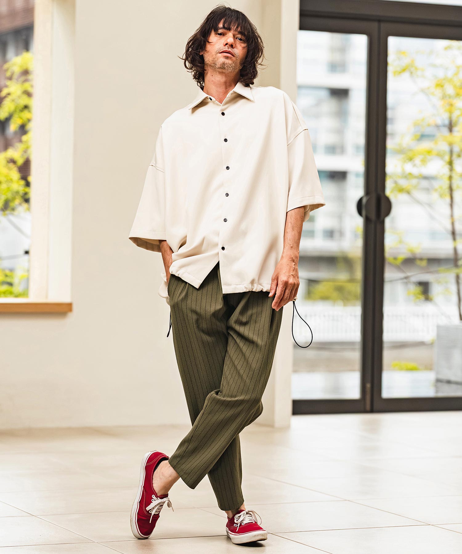 CAMBIO(カンビオ)】Stretch Seersucker Balloon Silhouette Pants