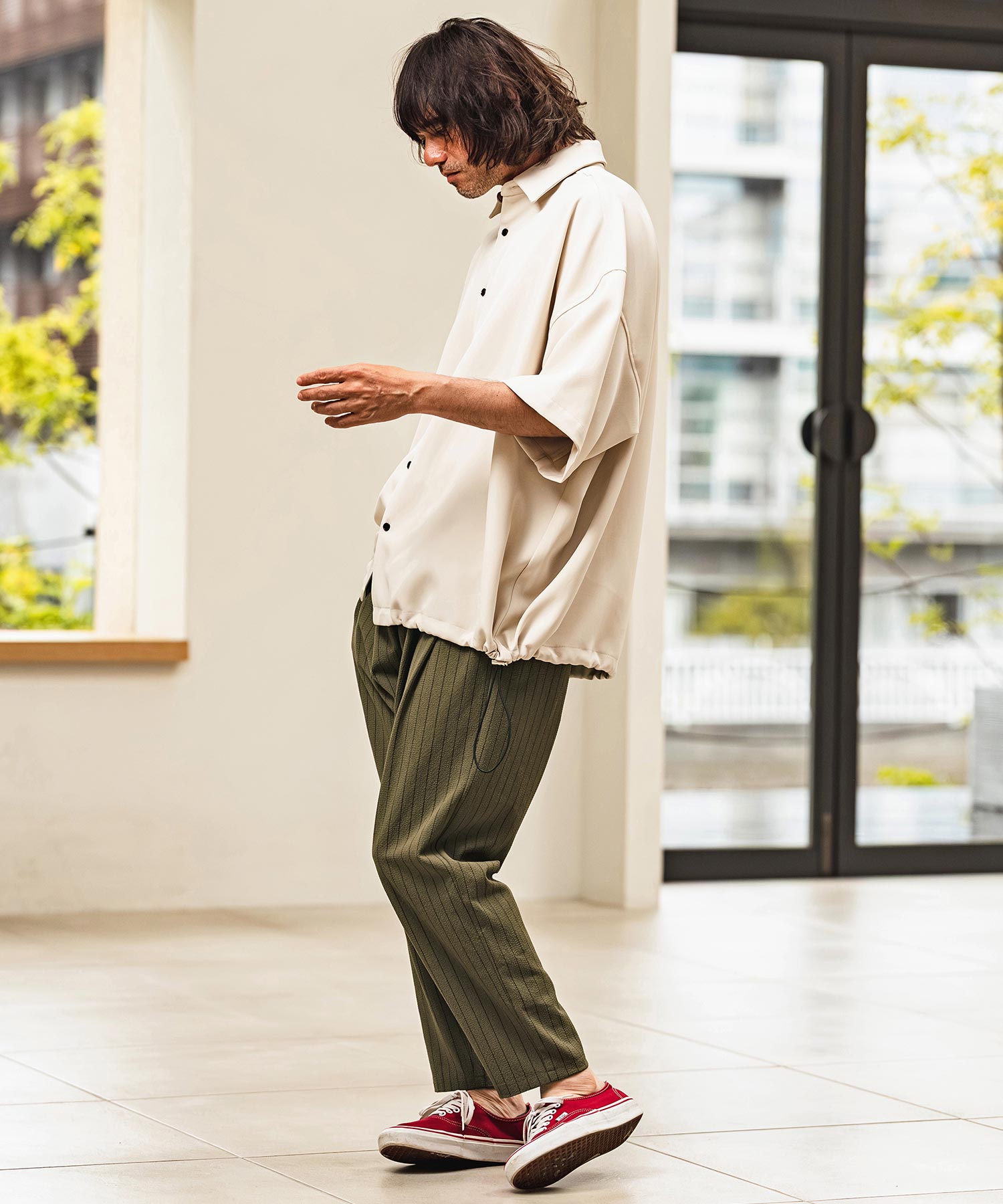 CAMBIO(カンビオ)】Stretch Seersucker Balloon Silhouette Pants