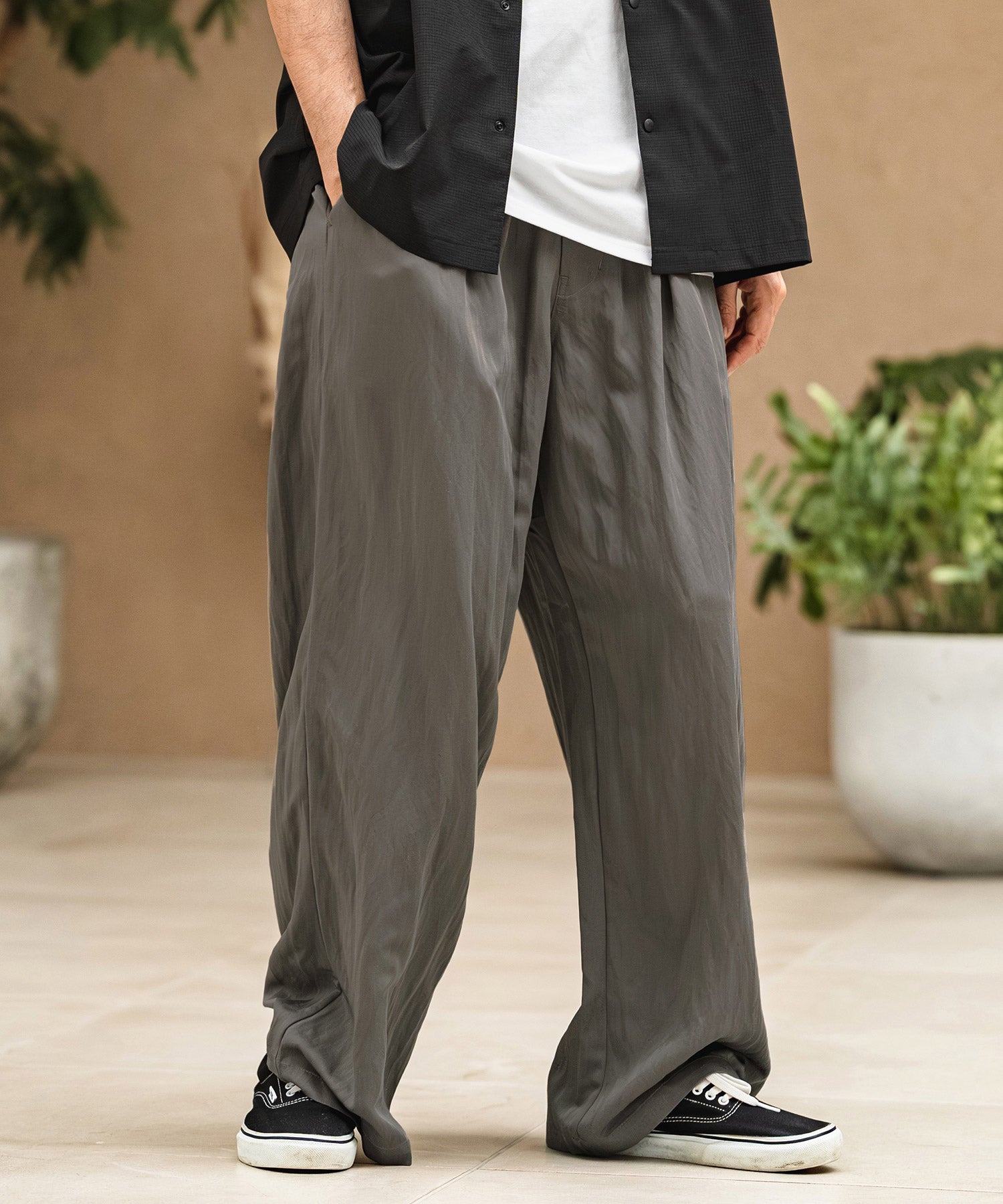 CAMBIO(カンビオ)】Drape Wide Straight Pants ワイドストレートパンツ