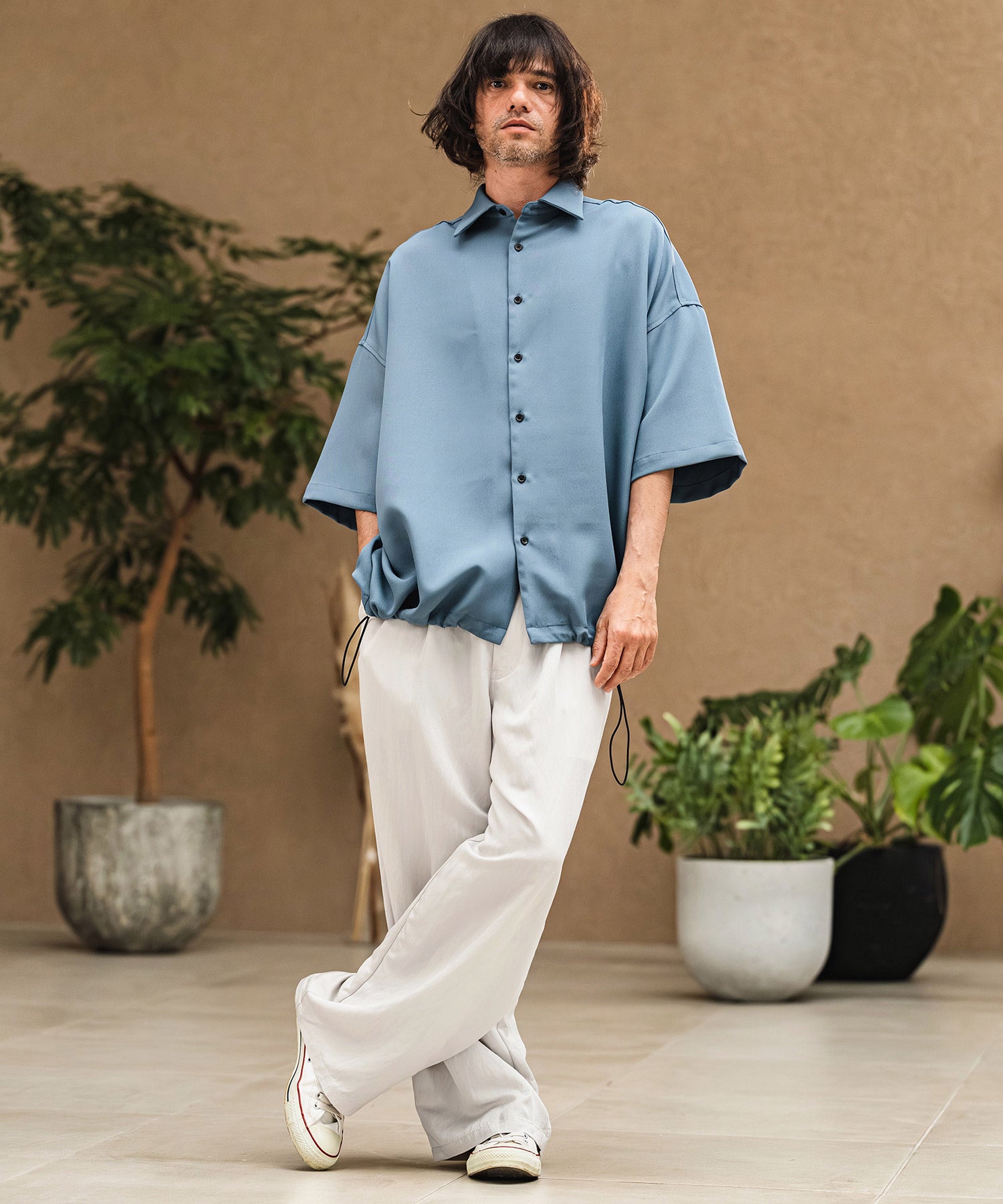 CAMBIO(カンビオ)】Drape Wide Straight Pants ワイドストレートパンツ