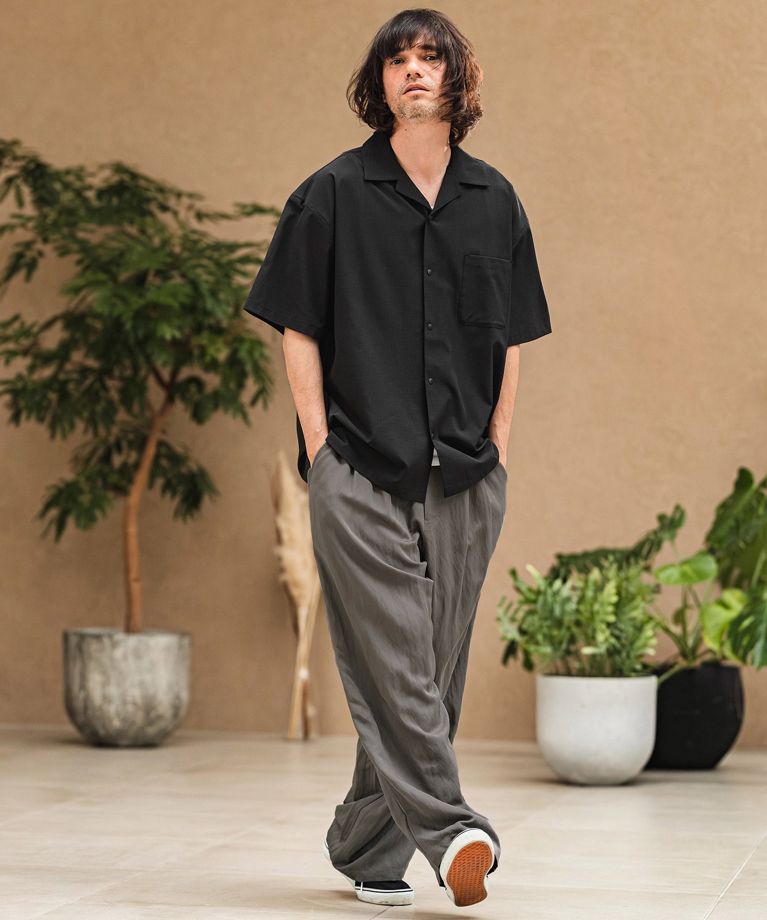CAMBIO(カンビオ)】Drape Wide Straight Pants ワイドストレートパンツ