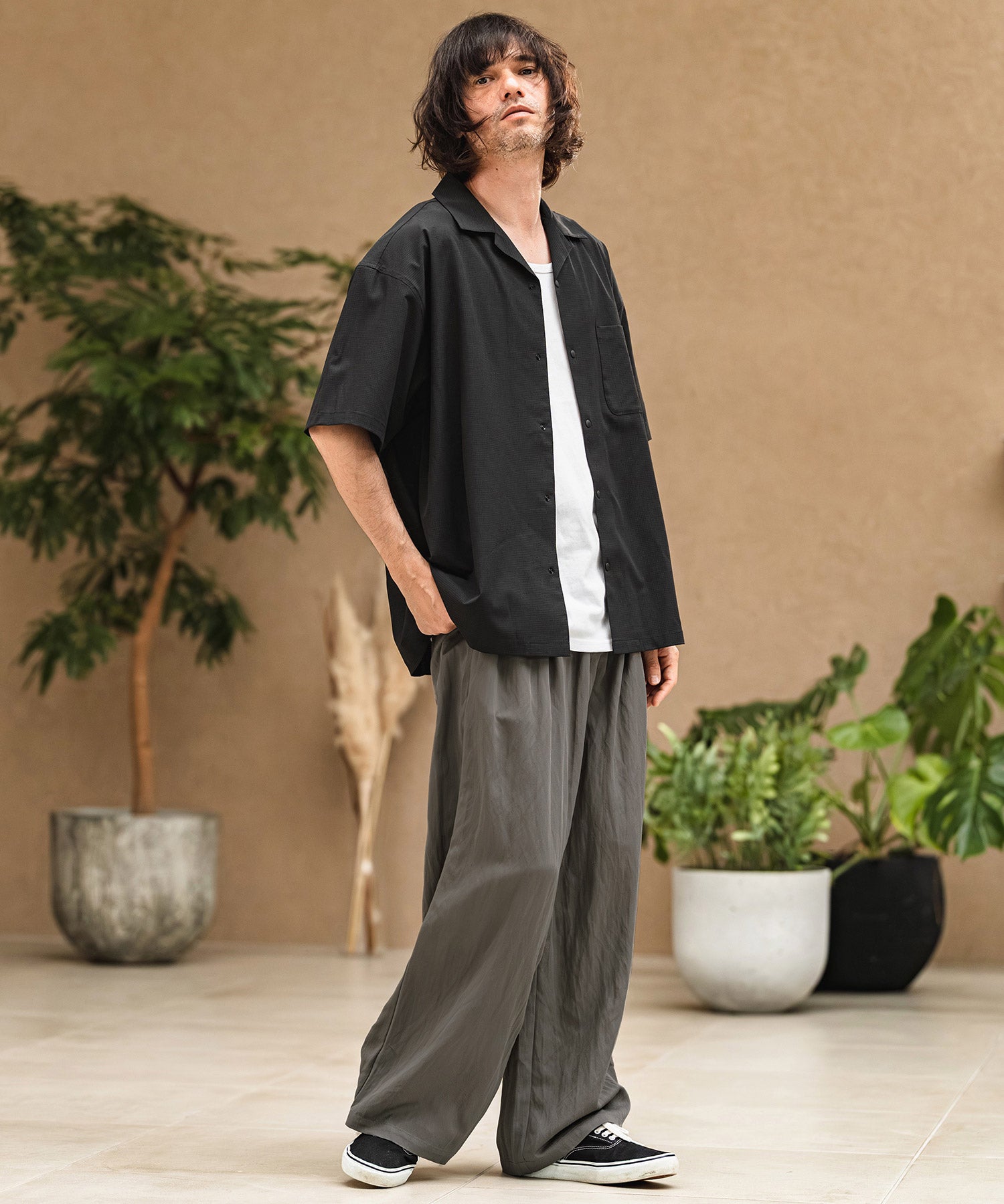 CAMBIO(カンビオ)】Drape Wide Straight Pants ワイドストレートパンツ
