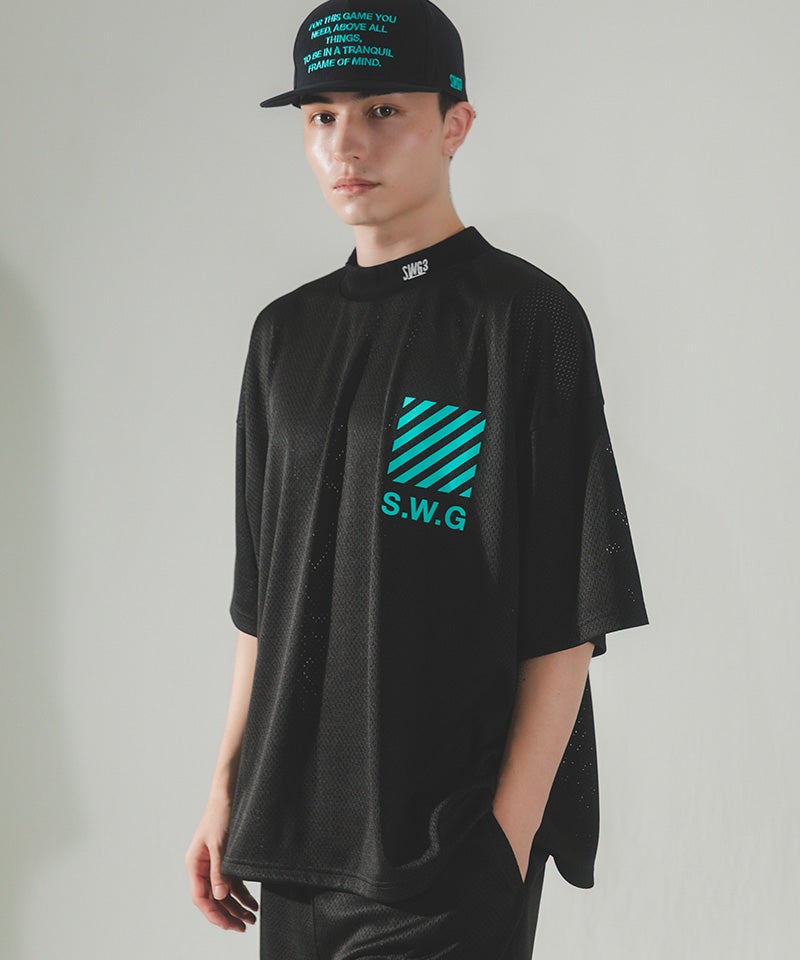 THE SWINGGGR(ザ・スウィンガー)】THANKS MESH MOCK TEE モックネックT