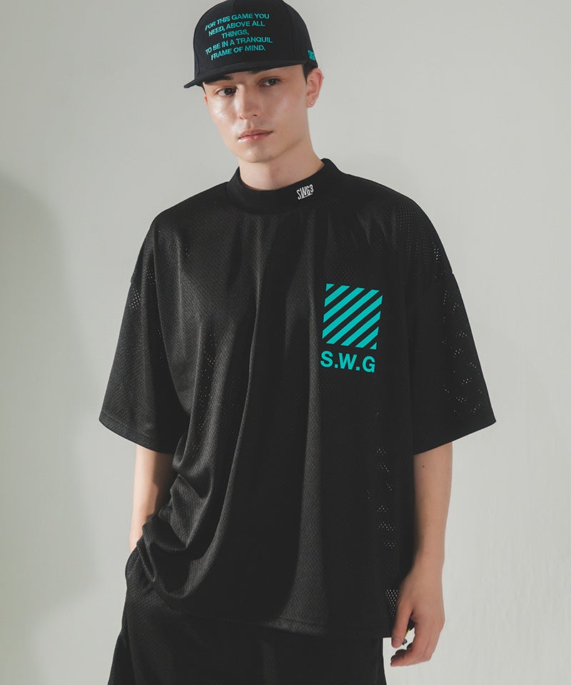 THE SWINGGGR(ザ・スウィンガー)】THANKS MESH MOCK TEE モックネックT