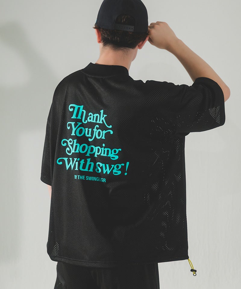 THE SWINGGGR(ザ・スウィンガー)】THANKS MESH MOCK TEE モックネックT