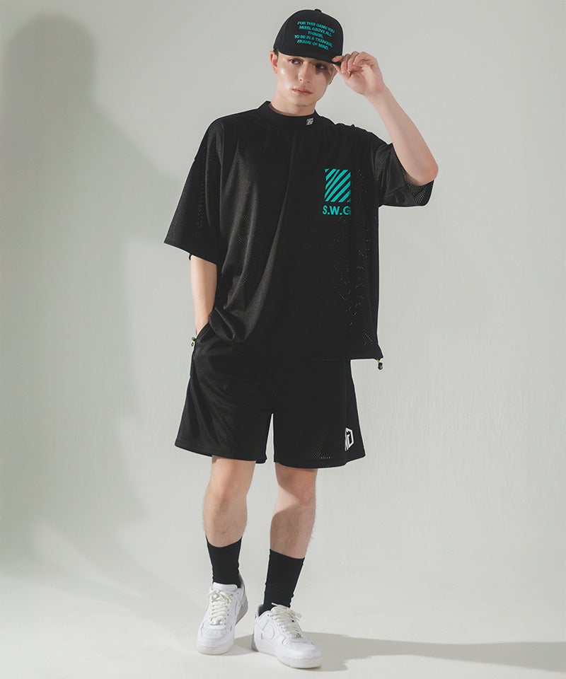 THE SWINGGGR(ザ・スウィンガー)】THANKS MESH MOCK TEE モックネックT