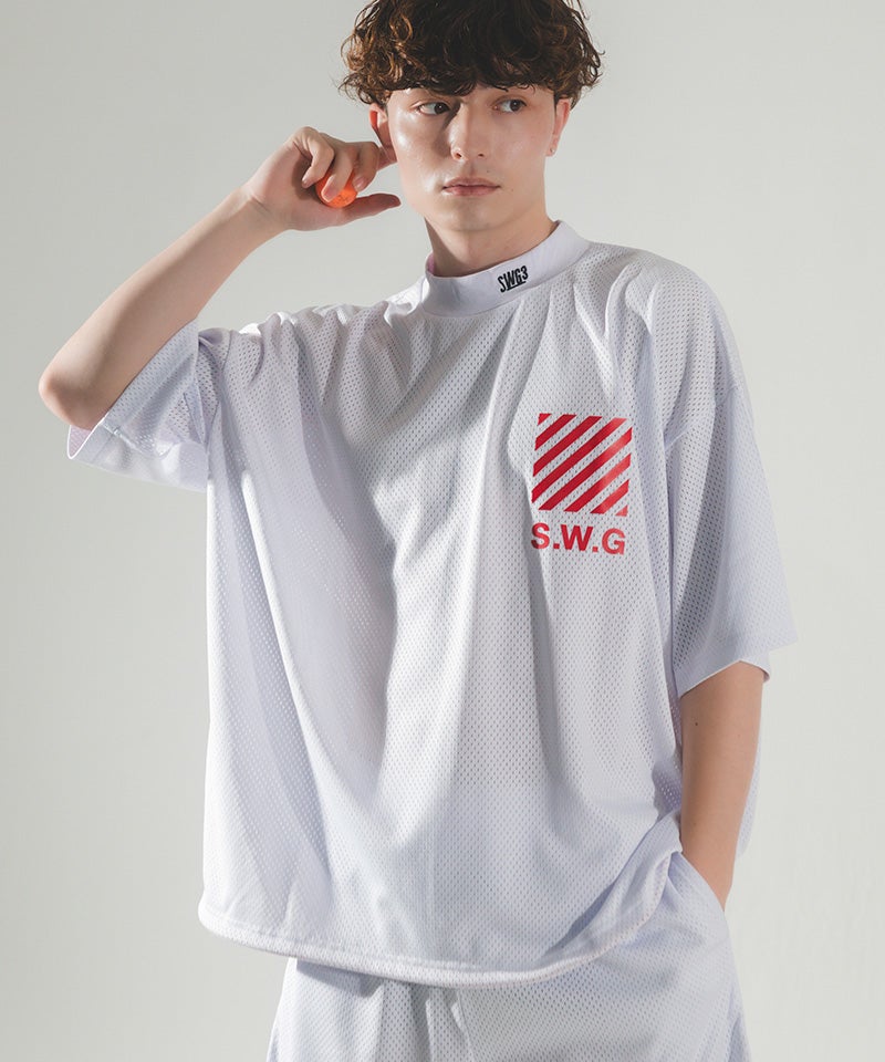 THE SWINGGGR(ザ・スウィンガー)】THANKS MESH MOCK TEE モックネックT