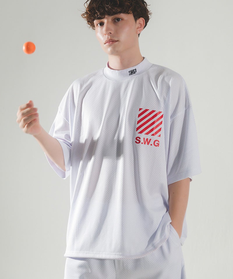 THE SWINGGGR(ザ・スウィンガー)】THANKS MESH MOCK TEE モックネックT