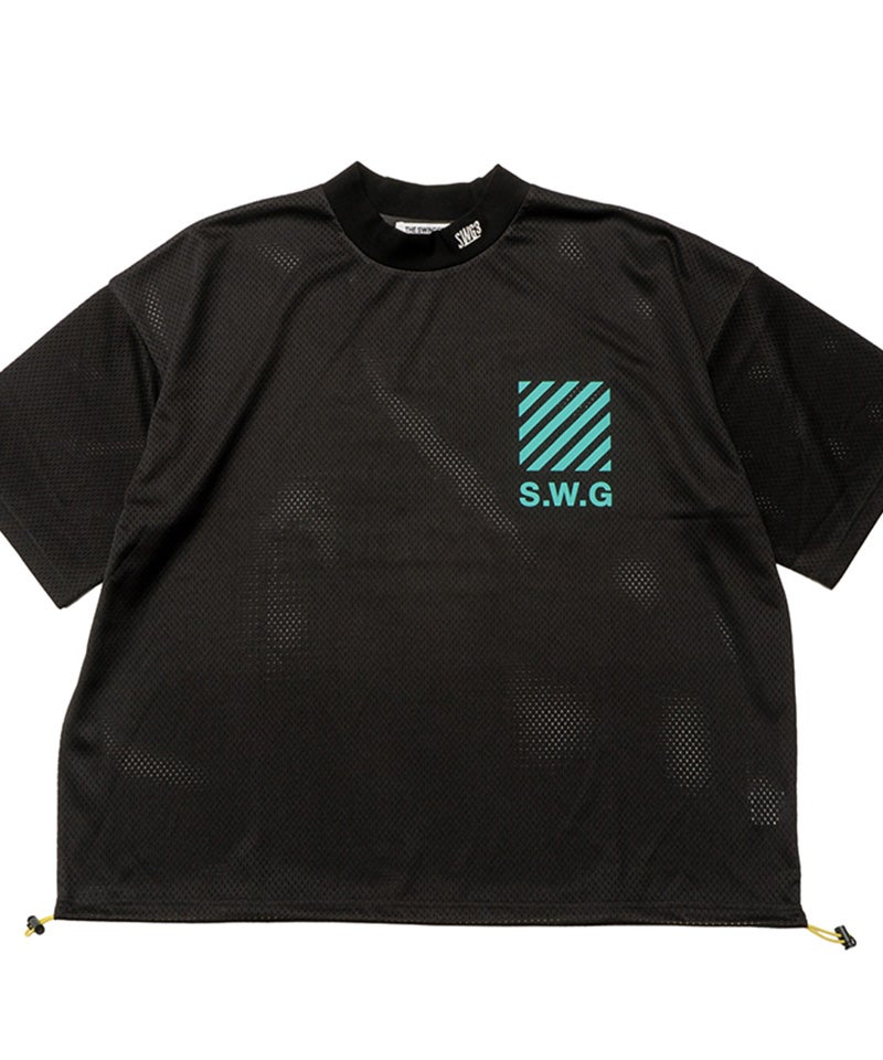 メンズウェア THE SWINGGGP THANKS MESH MOCK TEE, BLACK THE SWINGGGR(ザ・スウィンガー)】THANKS MESH MOCK TEE モックネックT