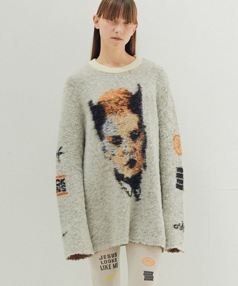 stof ストフ モヘア＆ウール ブロックチェック切り替え サルエルパンツ STOF(ストフ)】Alternative Knit Sweater モヘアニットプルオーバー