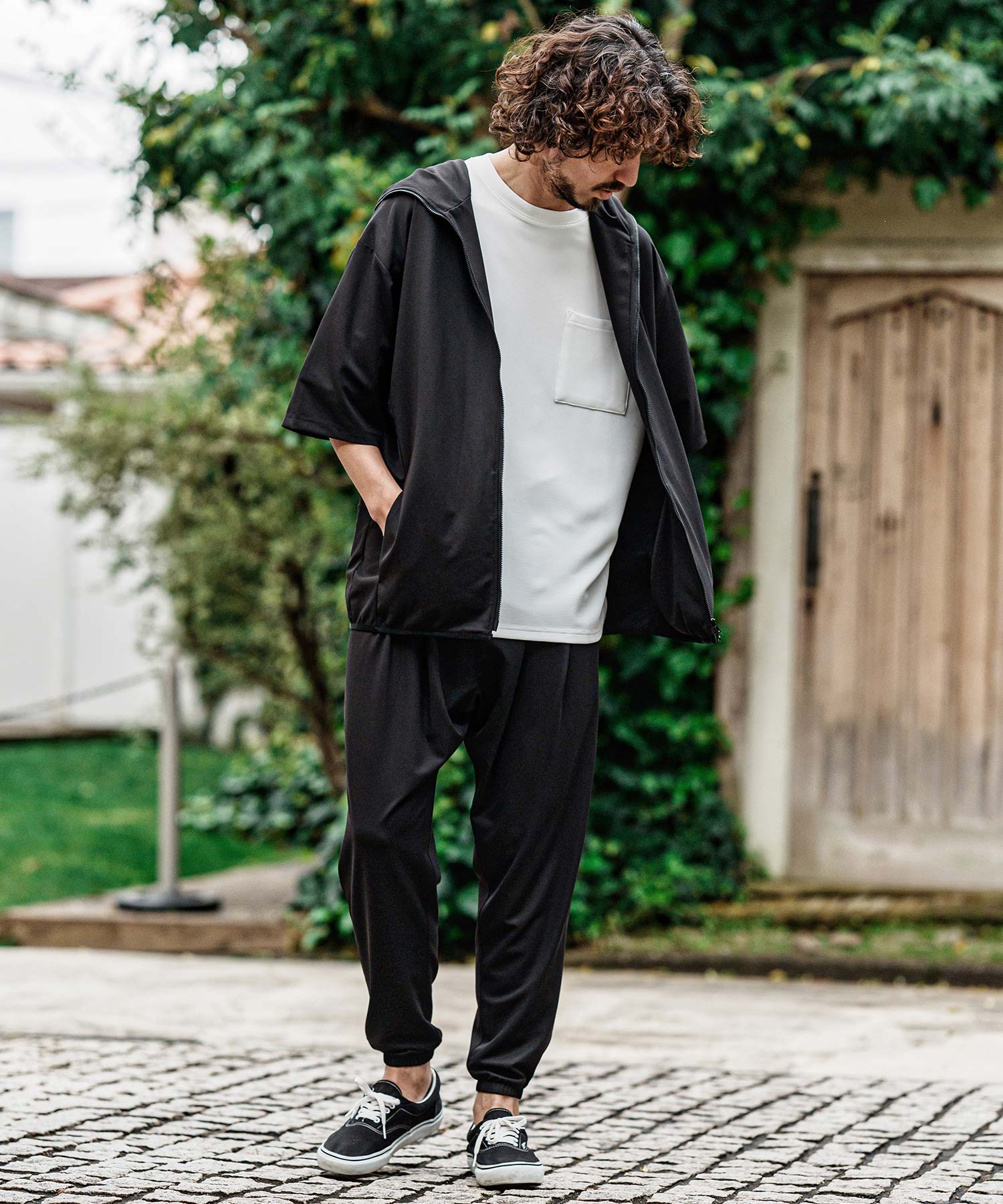 CAMBIO(カンビオ)】Stretch Mini Waffle Jogger Pants ジョガーパンツ