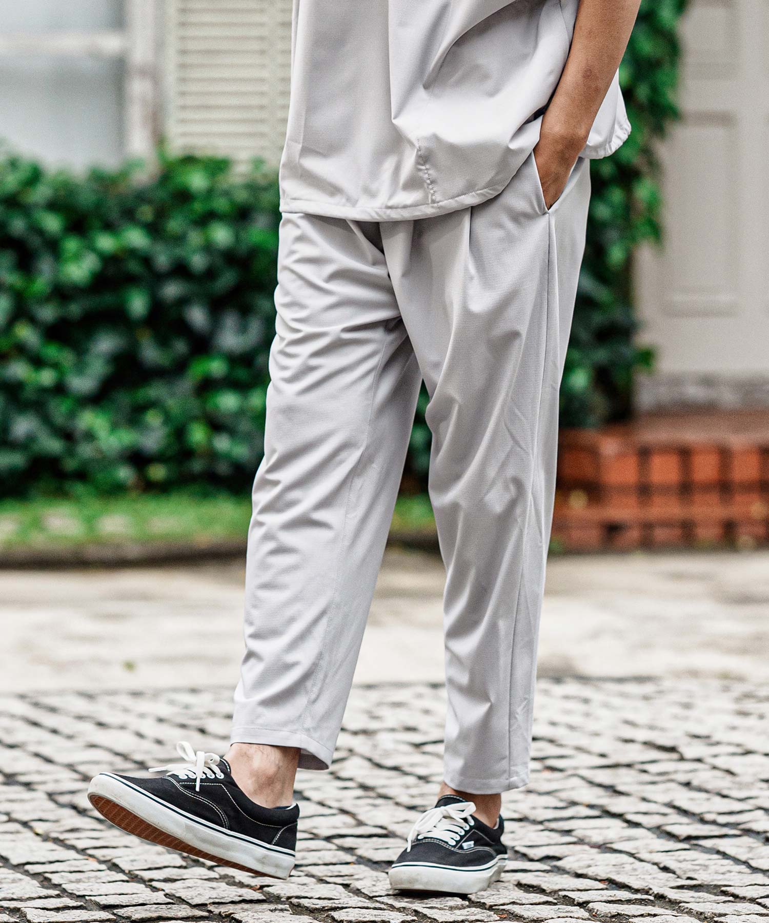 CAMBIO(カンビオ)】2 way Stretch Mini Ripstop 2 tuck Tapered Pants