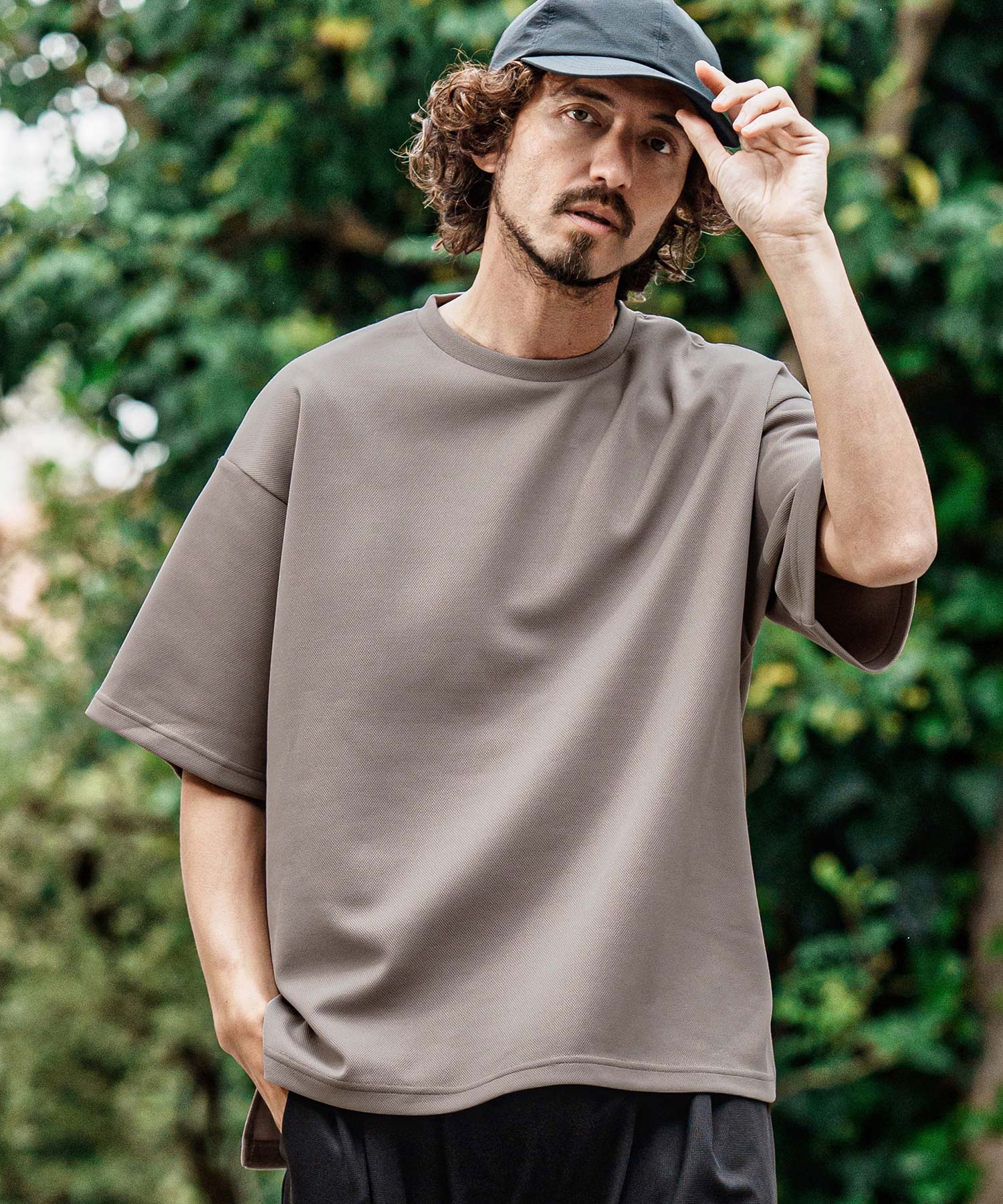 CAMBIO(カンビオ)】鹿の子サイドスリットショートスリーブTシャツ