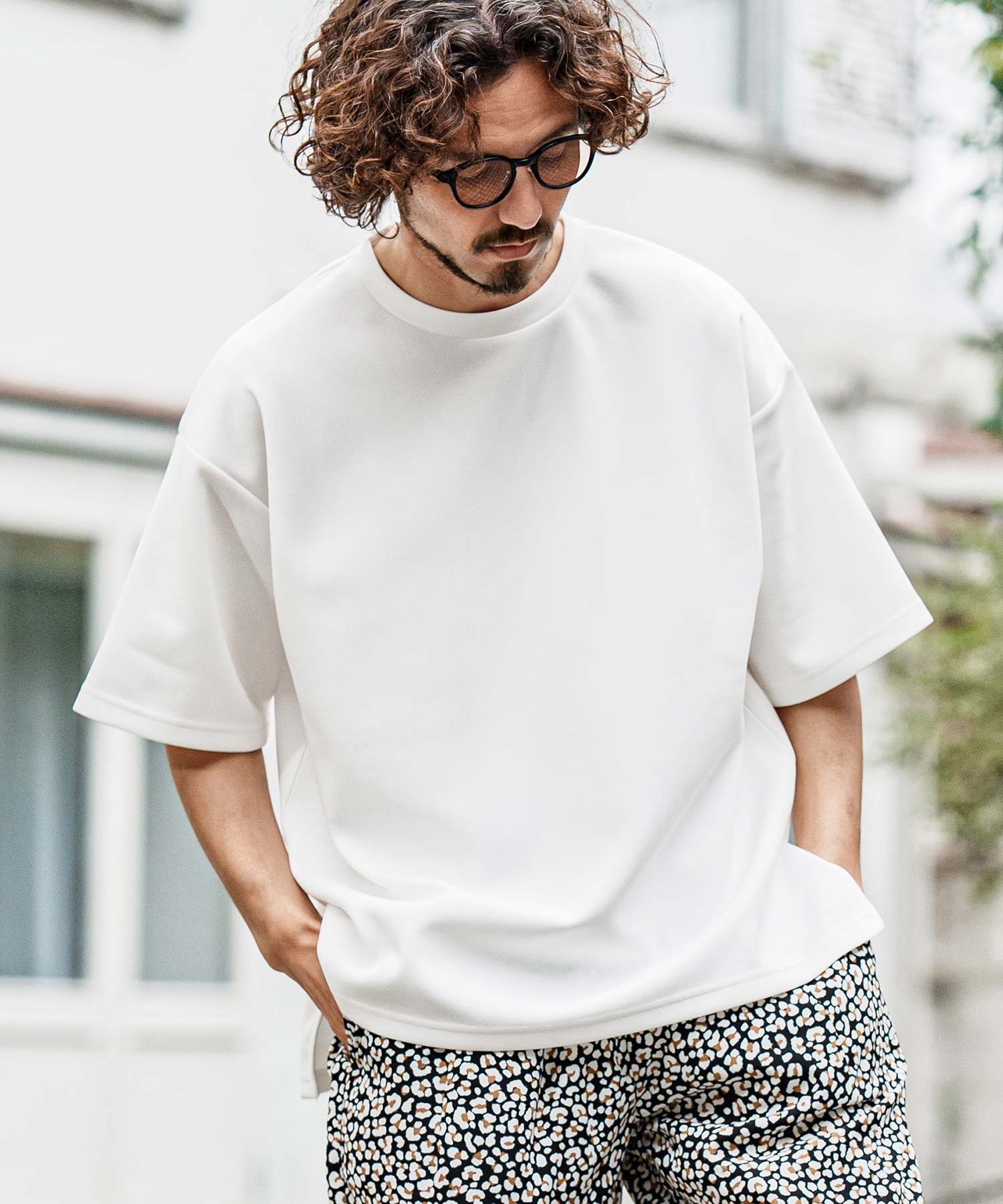 CAMBIO(カンビオ)】鹿の子サイドスリットショートスリーブTシャツ