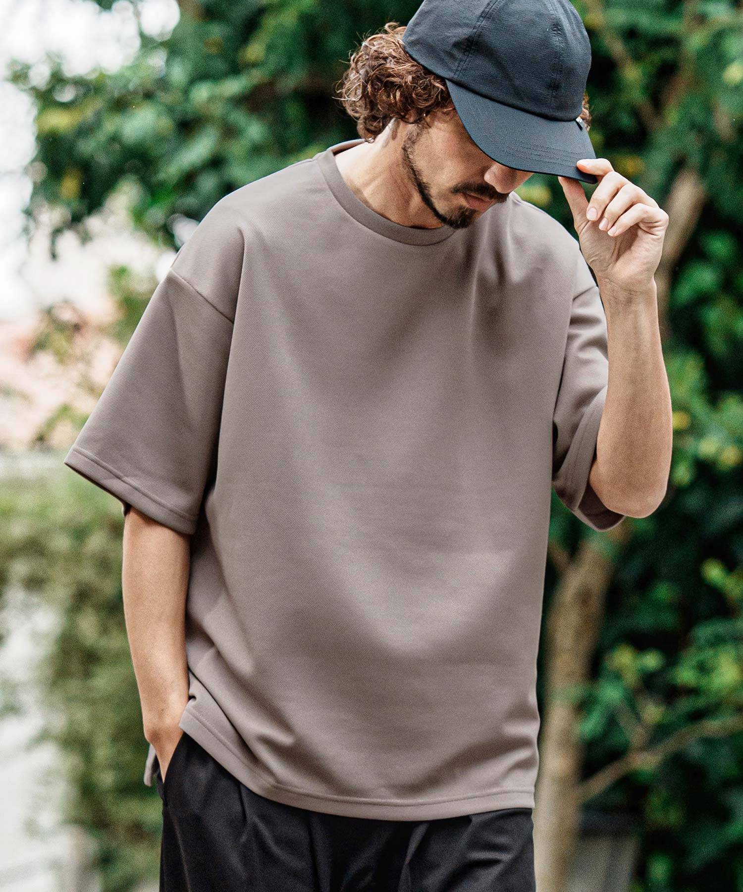 CAMBIO(カンビオ)】鹿の子サイドスリットショートスリーブTシャツ